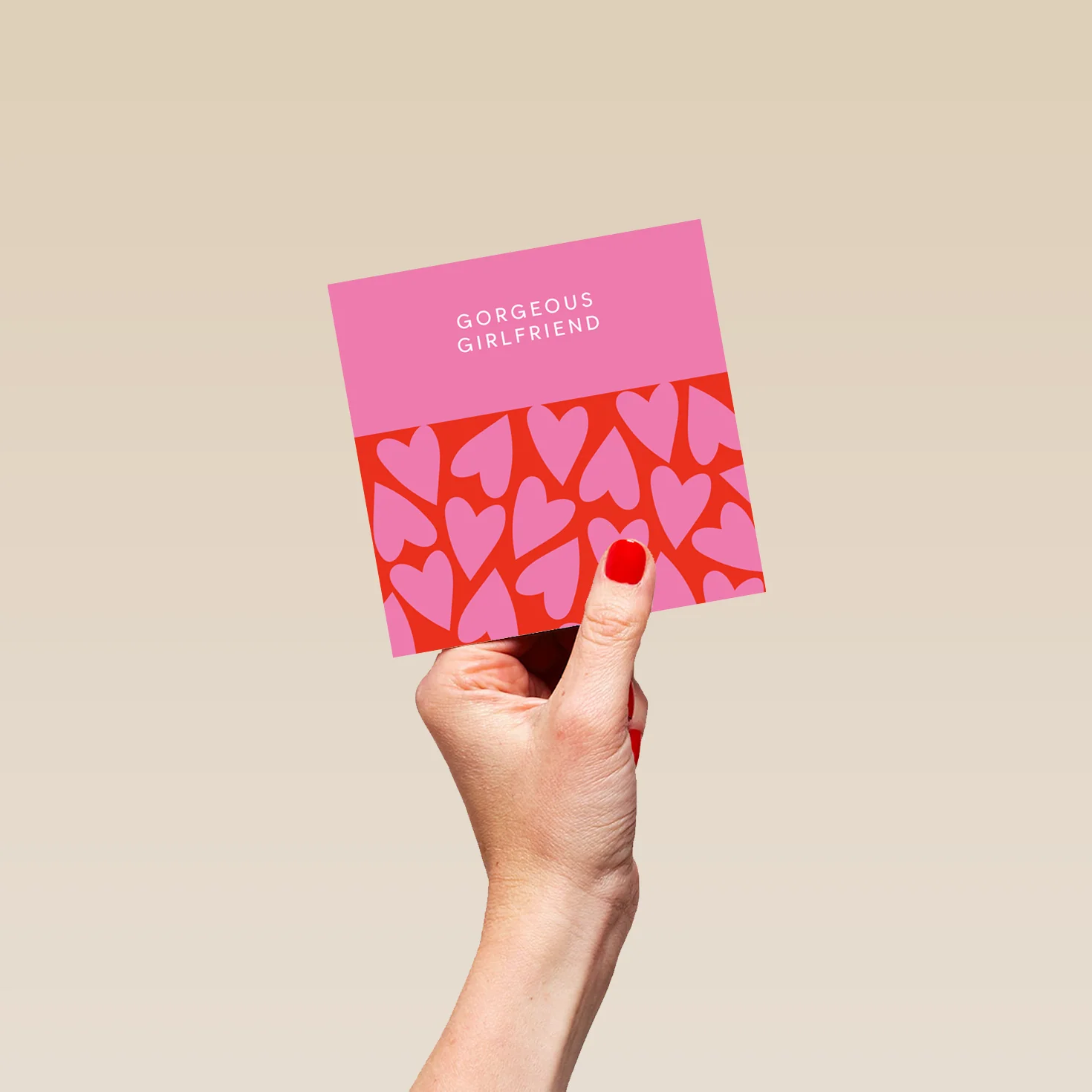 Personalised & Editable Pink Hearts Girlfriend Greeting Card - Image 4