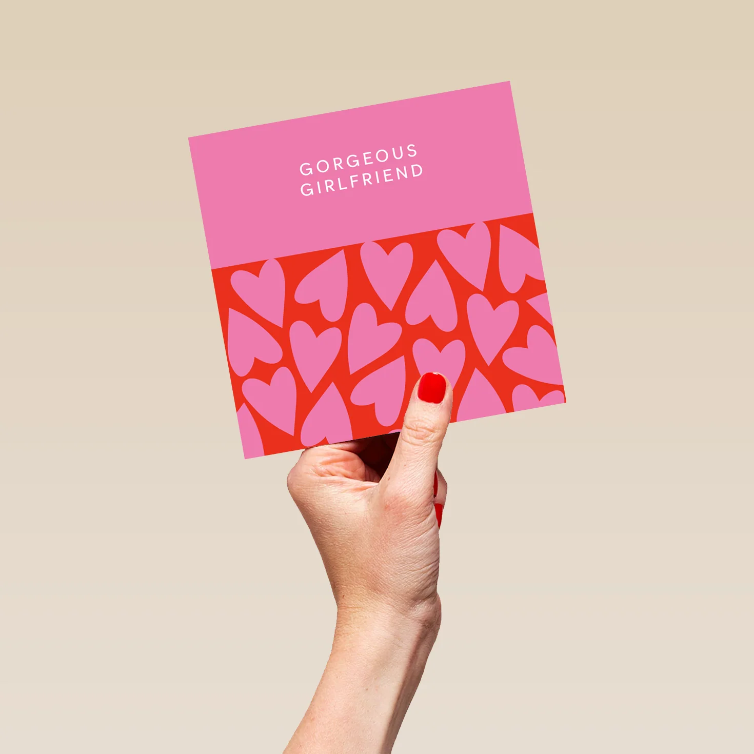 Personalised & Editable Pink Hearts Girlfriend Greeting Card - Image 5