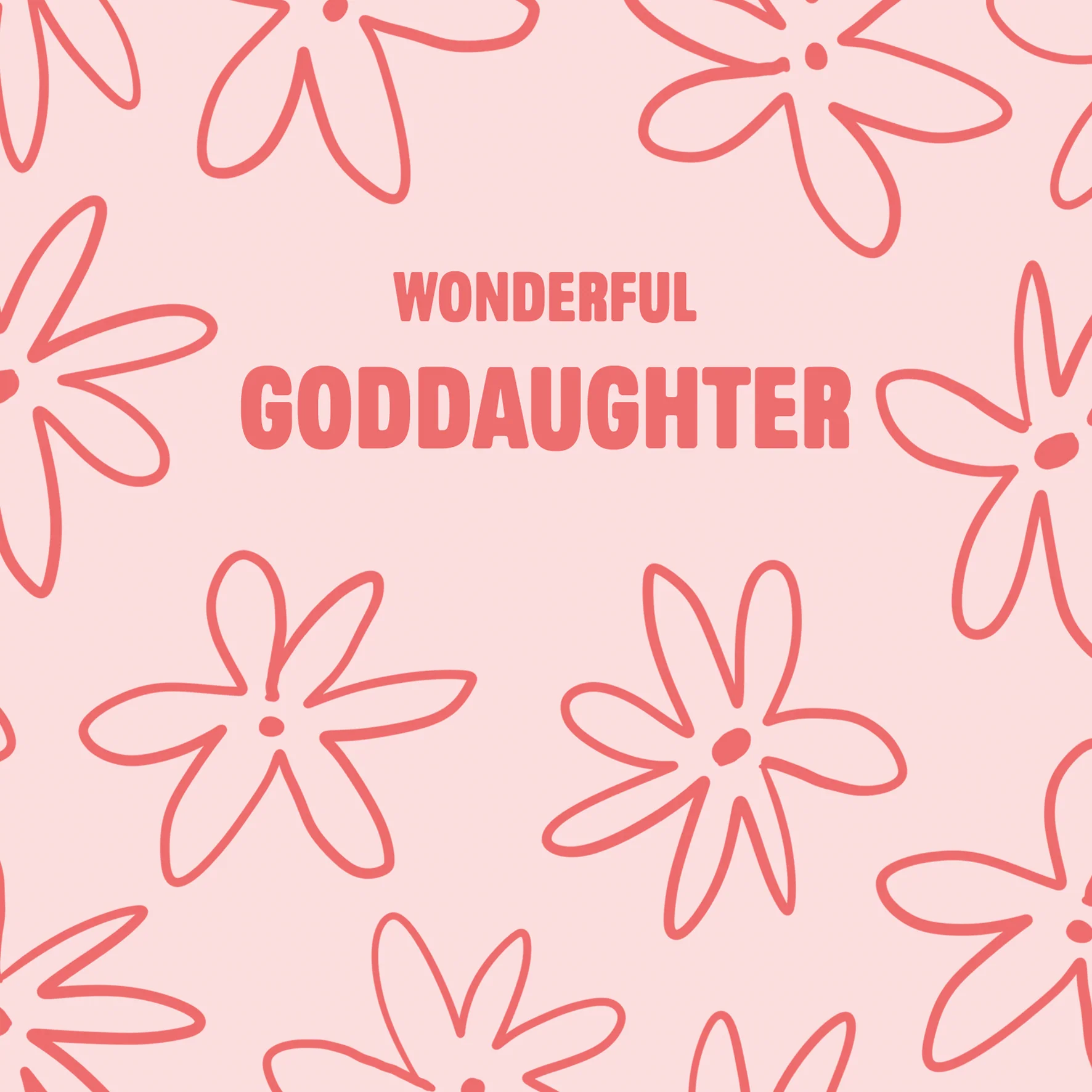 Personalised & Editable Pink Line Art Goddaughter Greeting Card