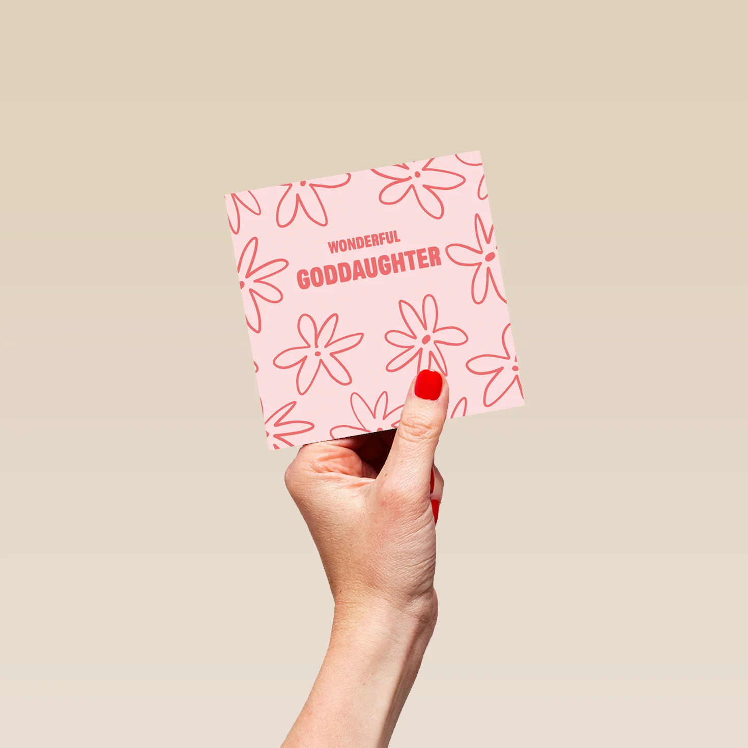 Personalised & Editable Pink Line Art Goddaughter Greeting Card - Image 4