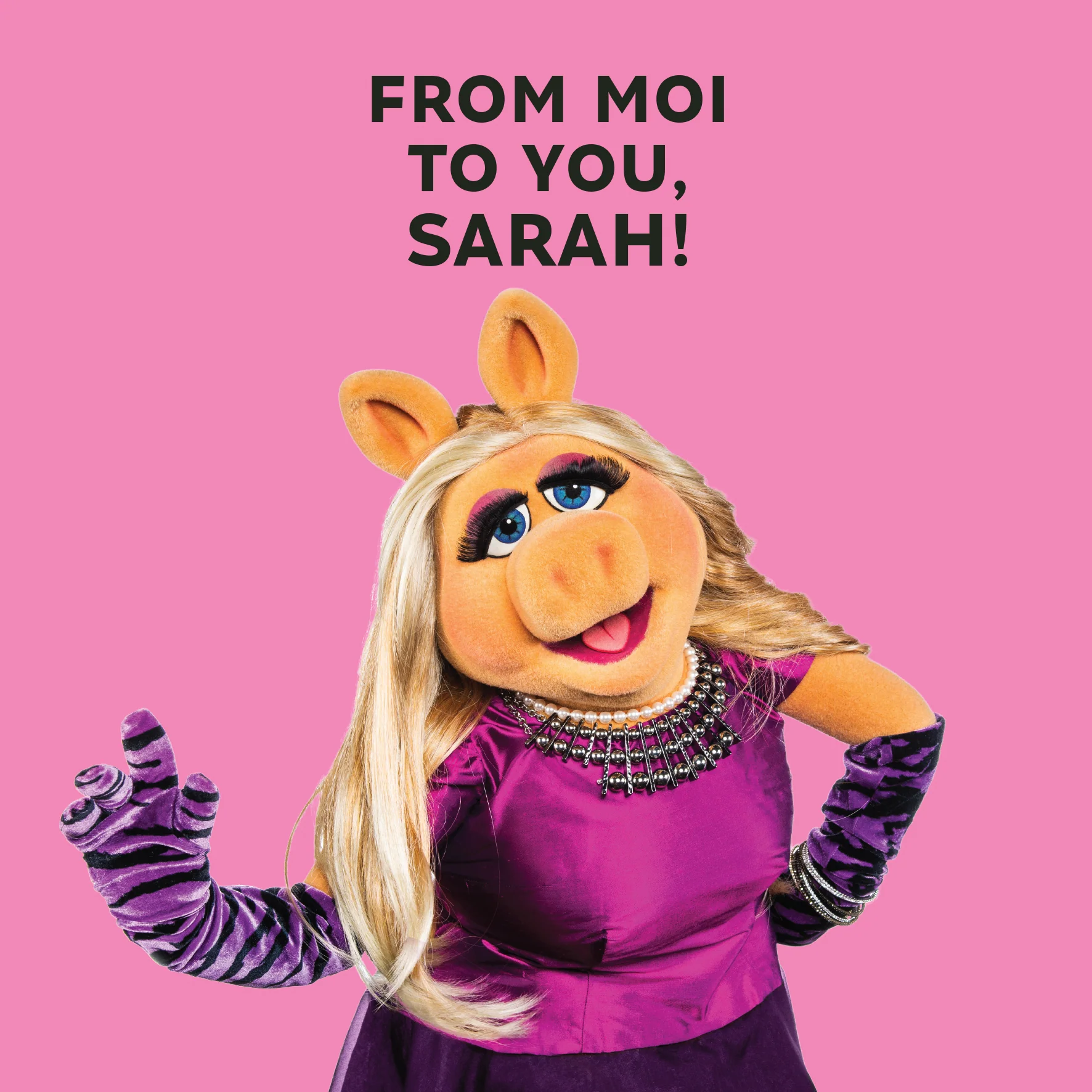Personalised Editable Pink Miss Piggy Birthday Card