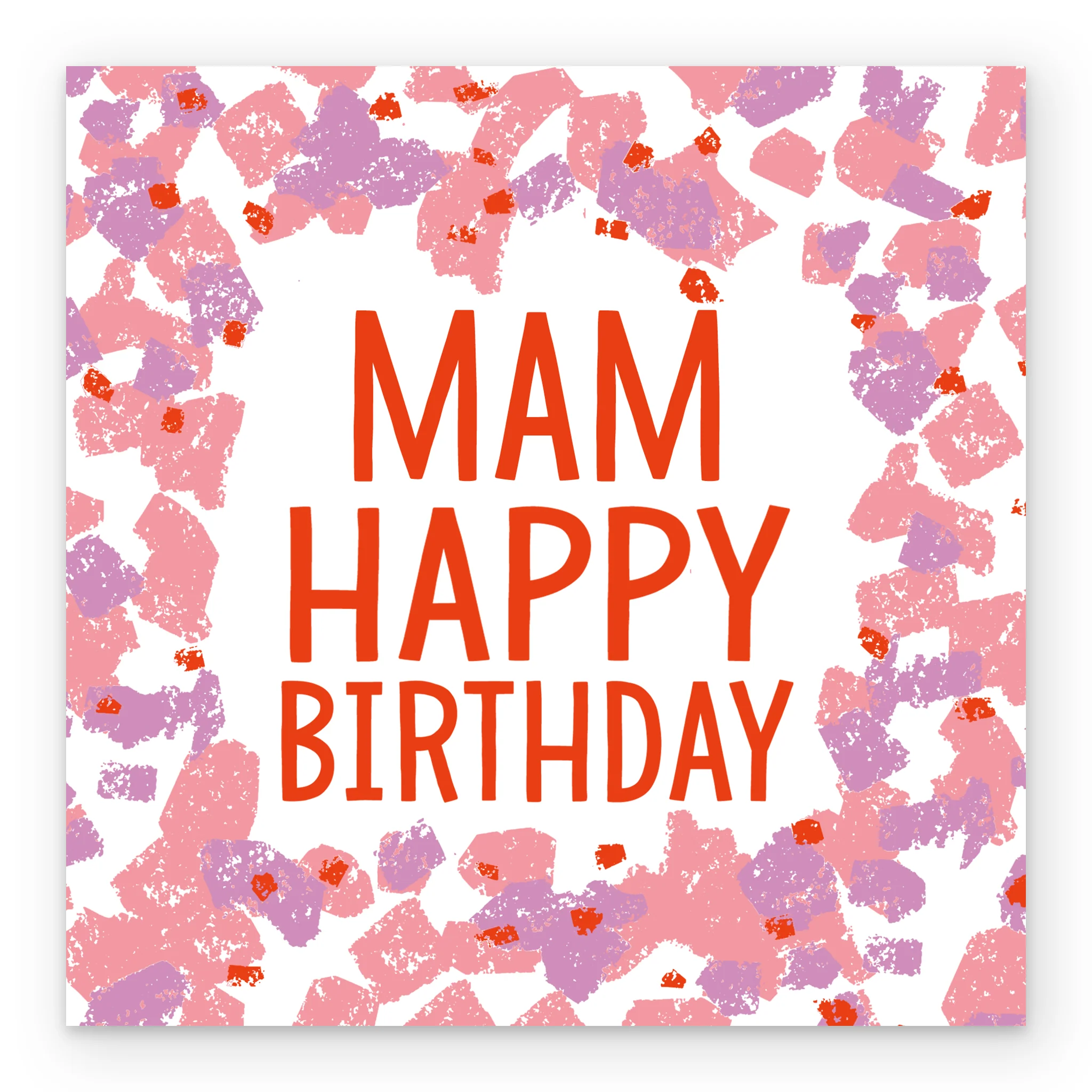 Personalised & Editable Pink & Purple Shapes Birthday Card for Mam - Image 2