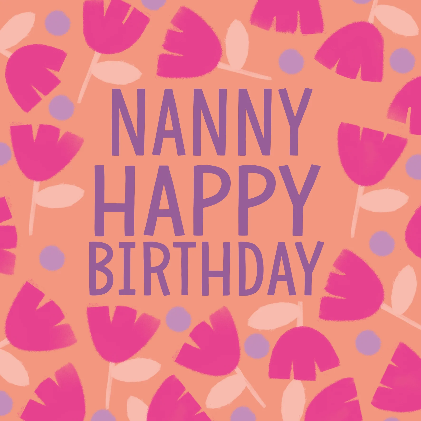 Personalised & Editable Pink Shapes Birthday Card for Nanny