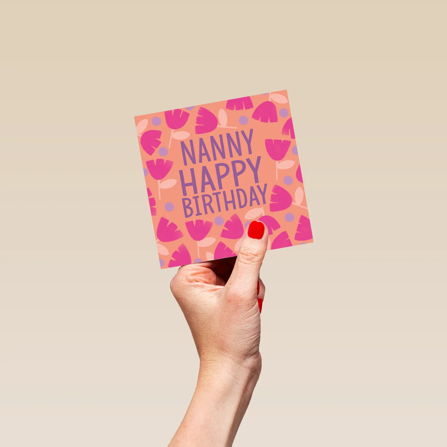 Personalised & Editable Pink Shapes Birthday Card for Nanny - Image 4