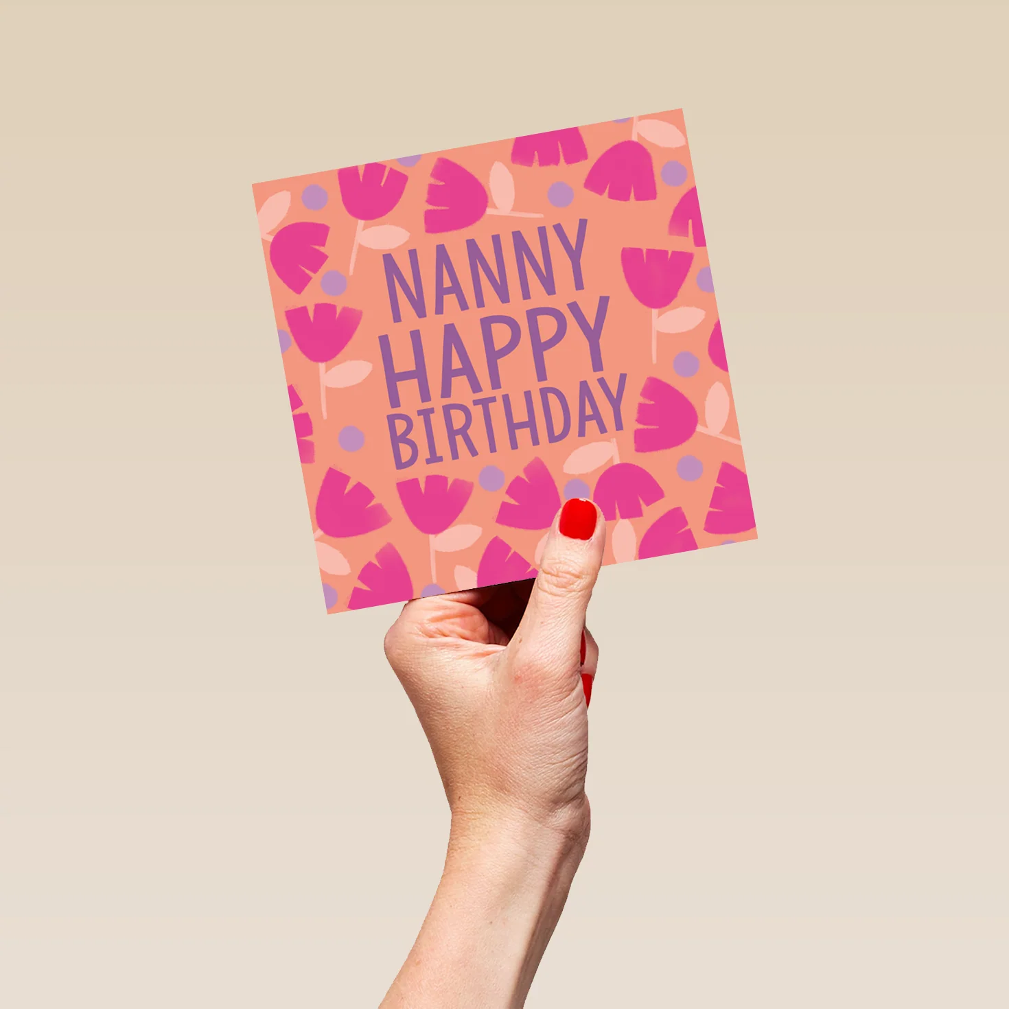 Personalised & Editable Pink Shapes Birthday Card for Nanny - Image 5
