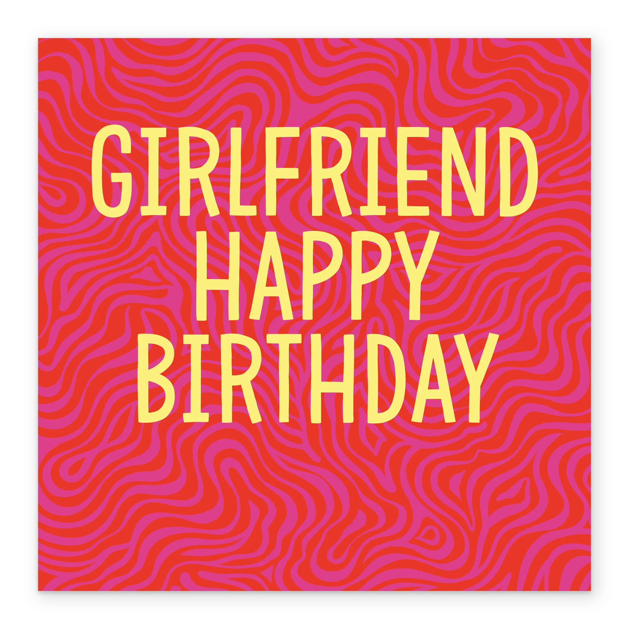 Personalised & Editable Pink Squiggles Birthday Card for Girlfriend - Image 2