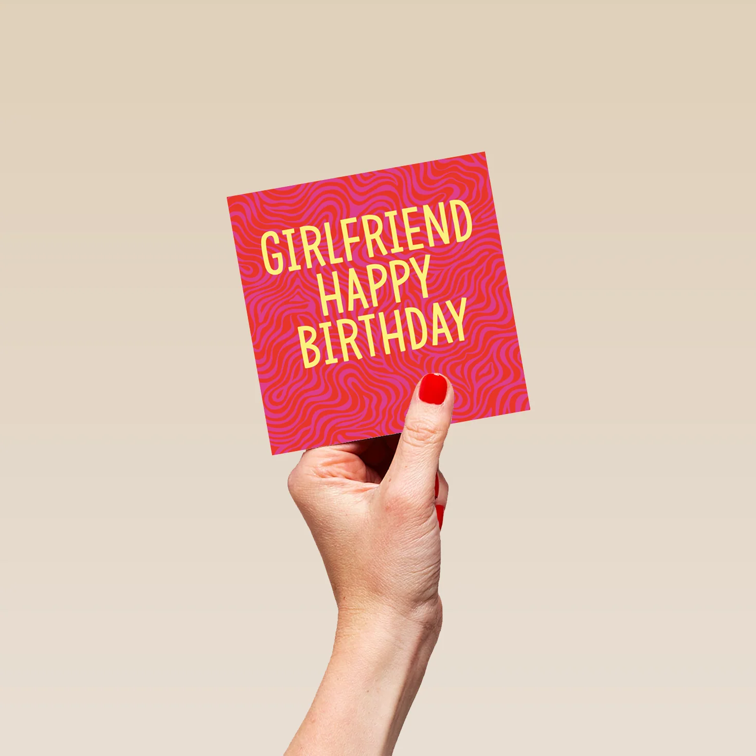 Personalised & Editable Pink Squiggles Birthday Card for Girlfriend - Image 4