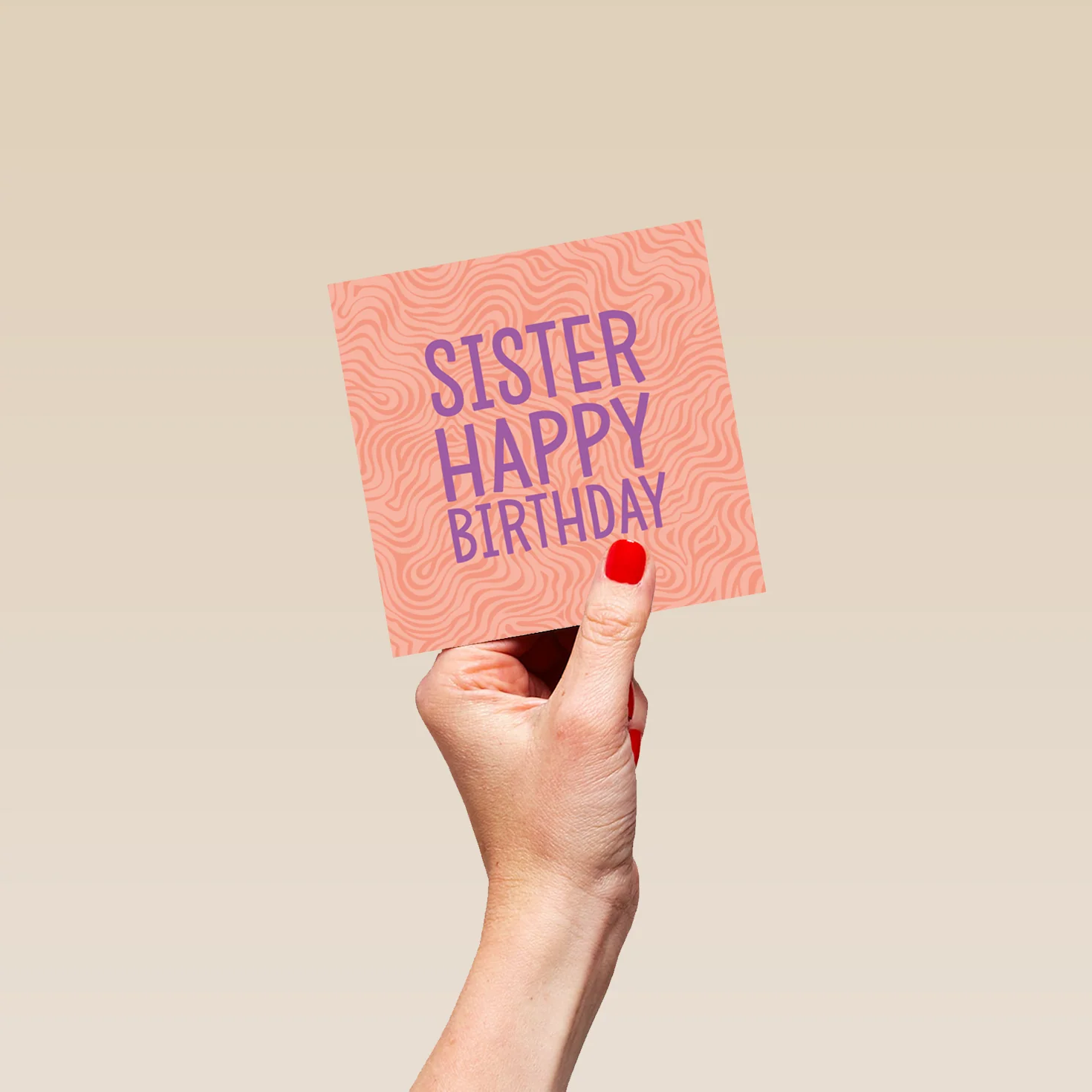 Personalised & Editable Pink Squiggles Birthday Card for Sister - Image 4