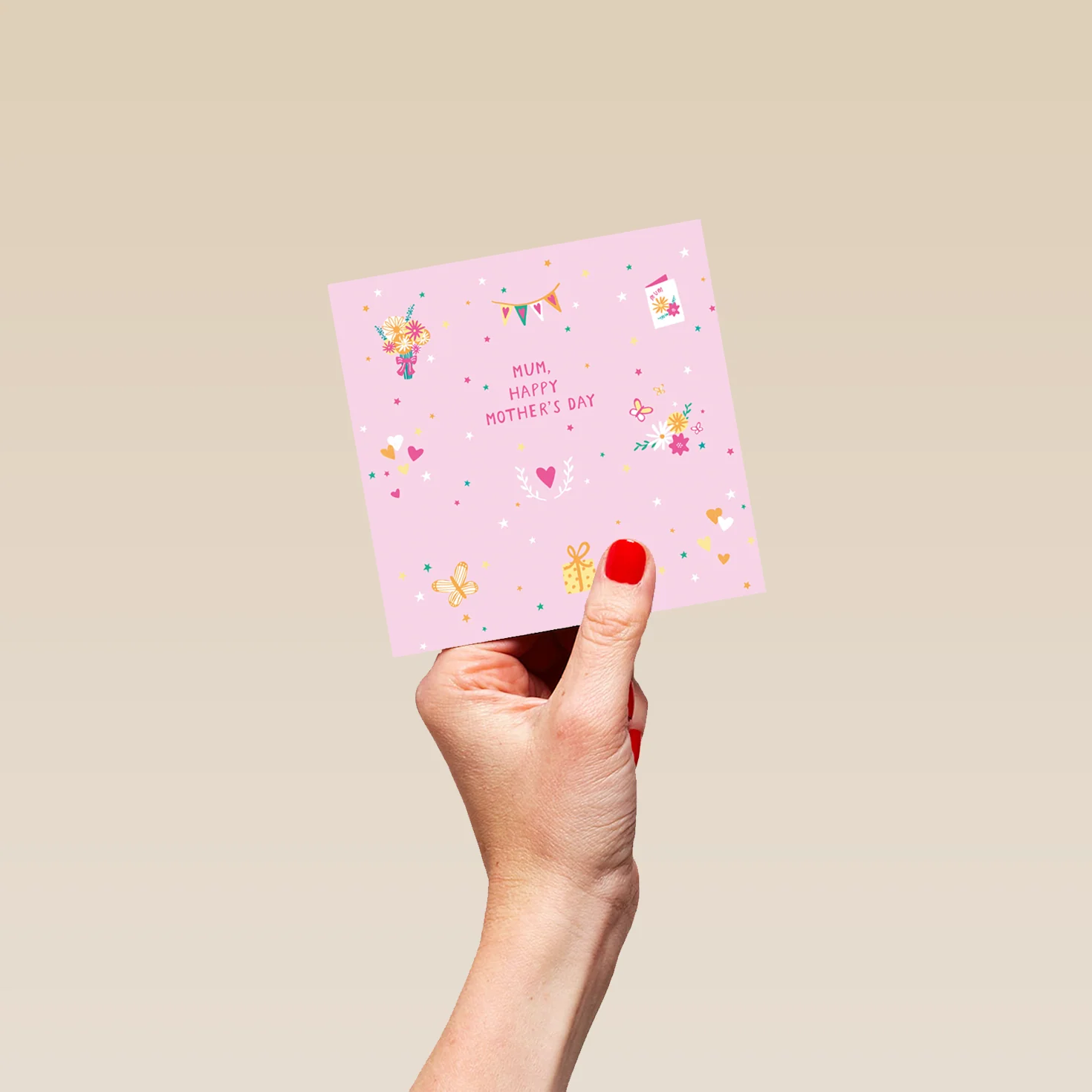 Personalised Editable Pink Stars & Hearts Mother's Day Card - Image 4