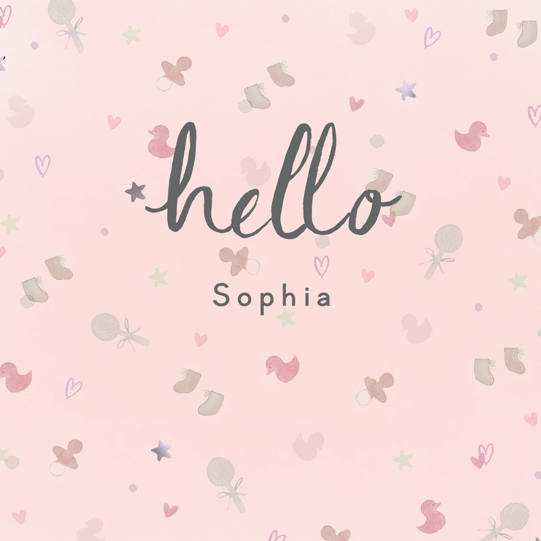 Personalised & Editable Pink Toys New Baby Girl Card