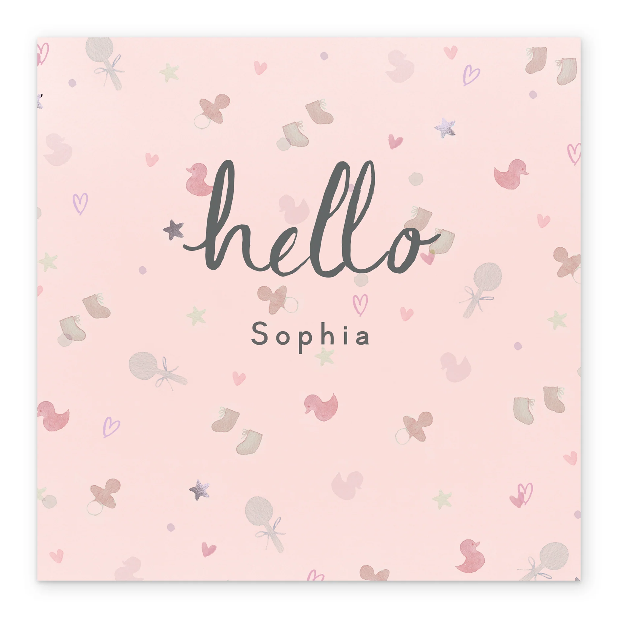 Personalised & Editable Pink Toys New Baby Girl Card - Image 2