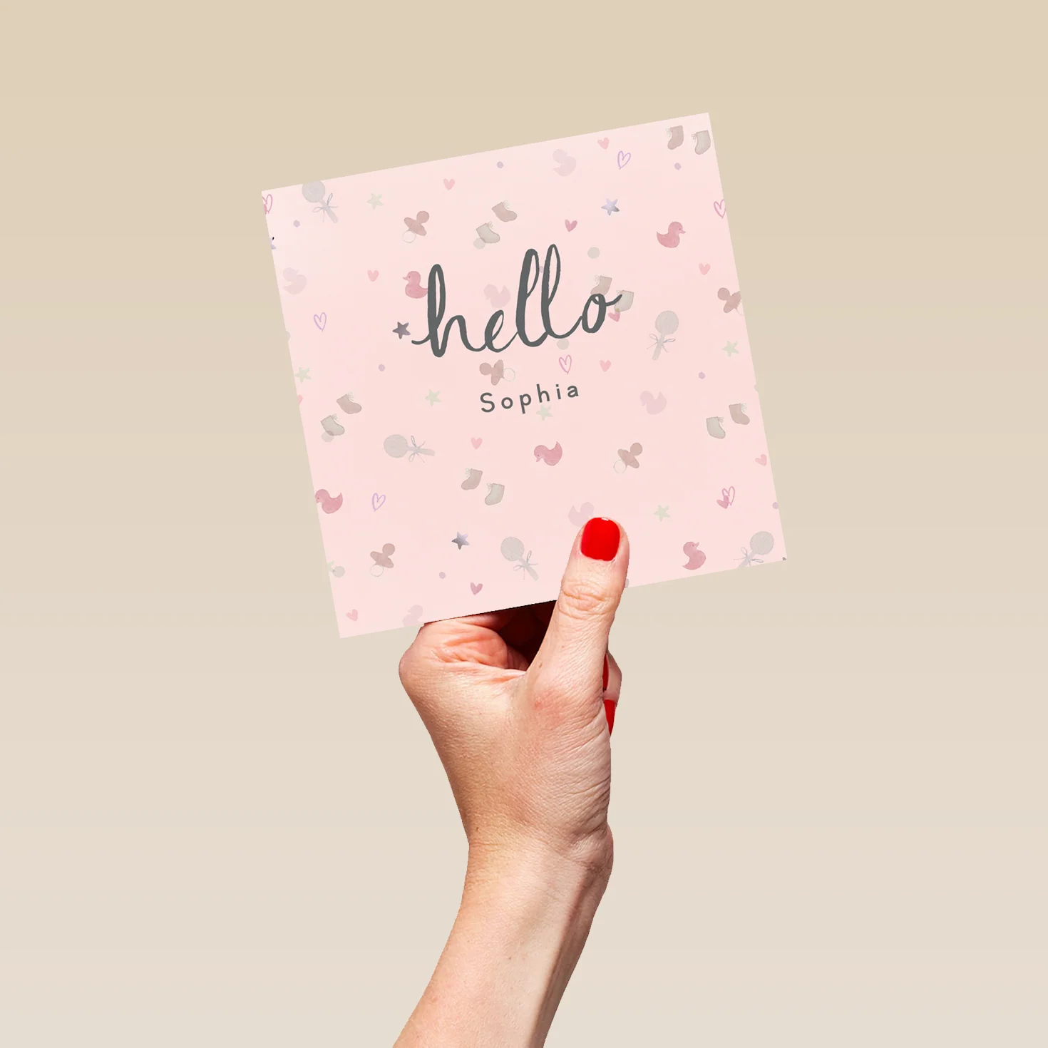 Personalised & Editable Pink Toys New Baby Girl Card - Image 5