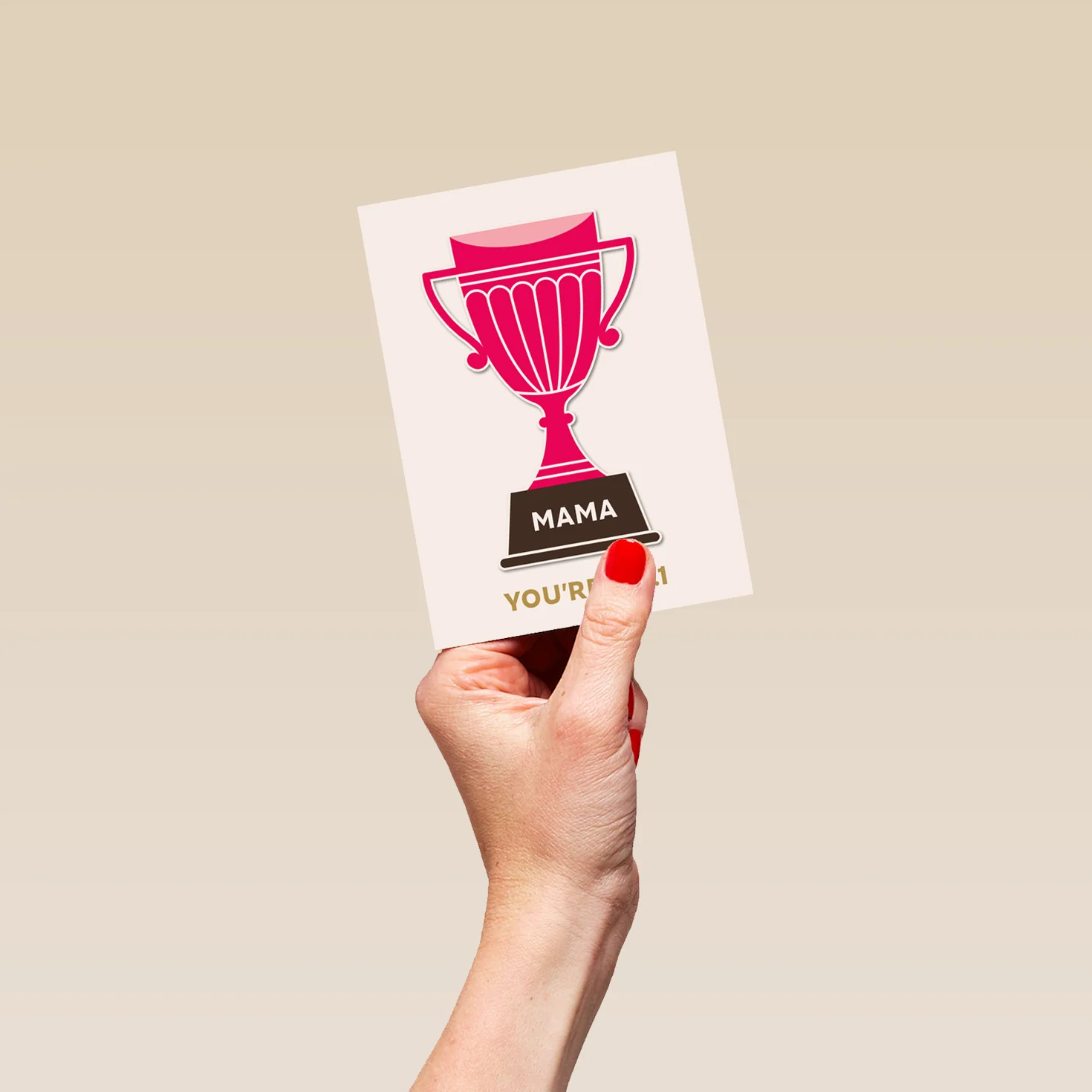 Personalised Editable Pink Trophy Mother's Day Card - Image 4