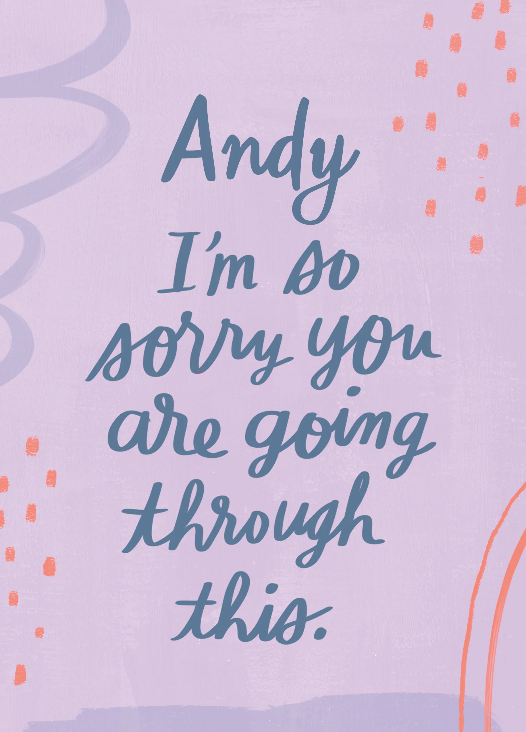 Personalised Editable Purple Squiggles Thinking of You Card