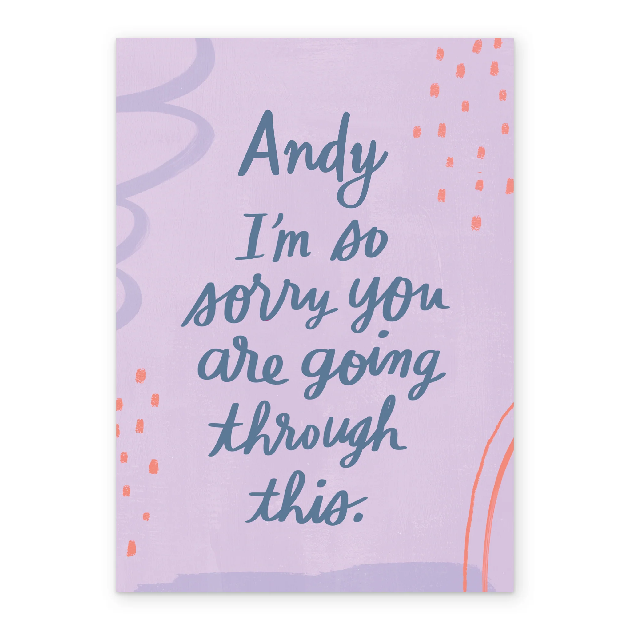 Personalised Editable Purple Squiggles Thinking of You Card - Image 2