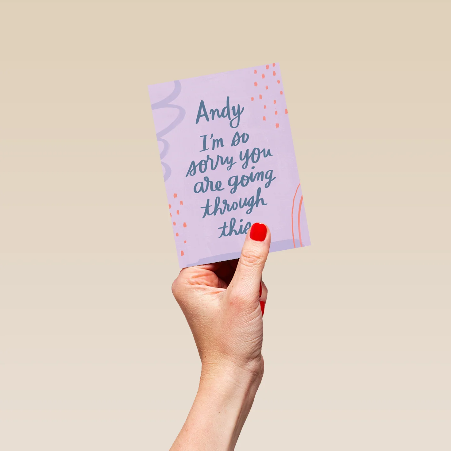 Personalised Editable Purple Squiggles Thinking of You Card - Image 4