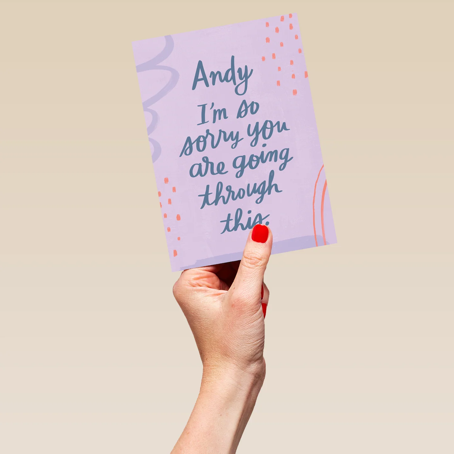 Personalised Editable Purple Squiggles Thinking of You Card - Image 5