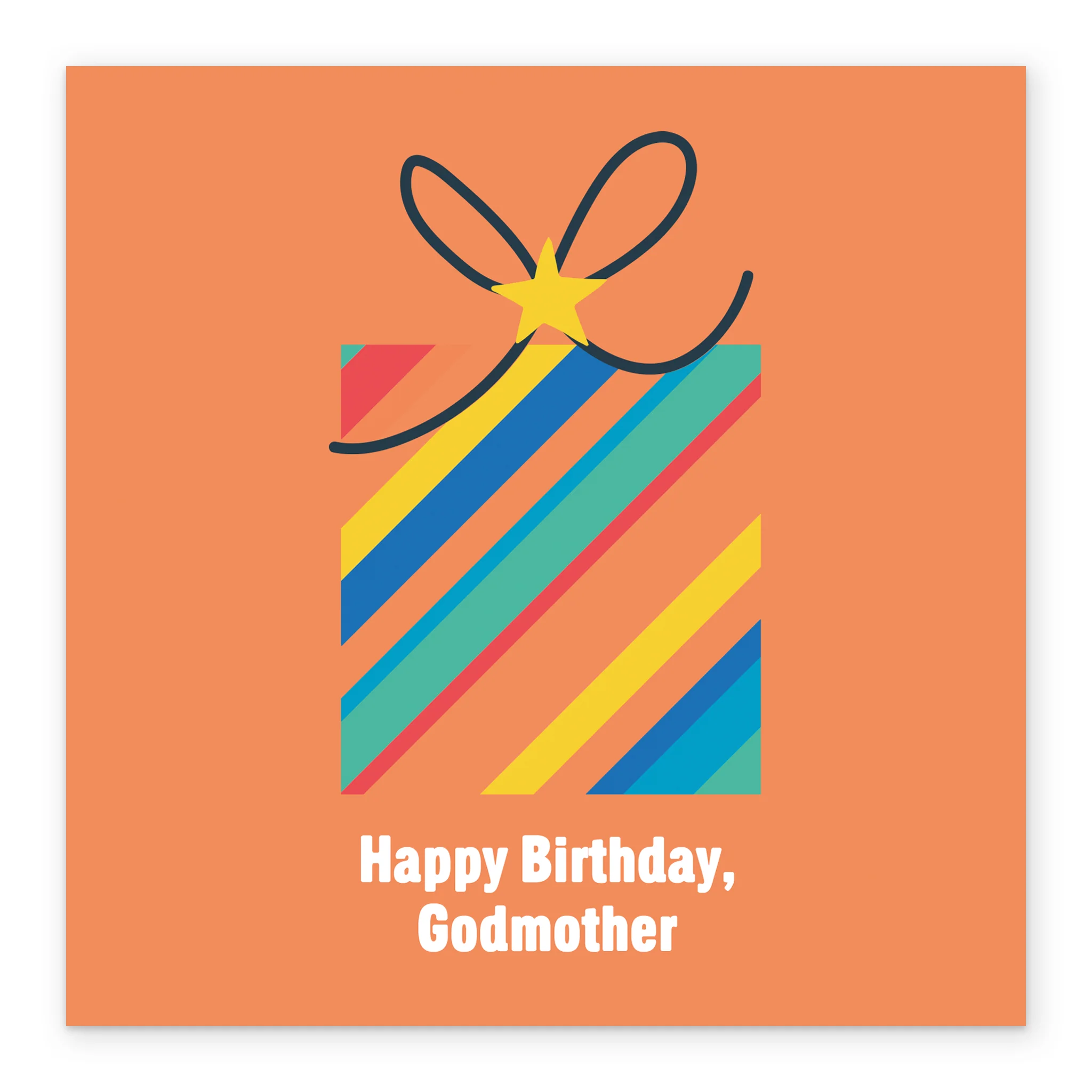 Personalised & Editable Rainbow Gift Godmother Birthday Card - Image 2
