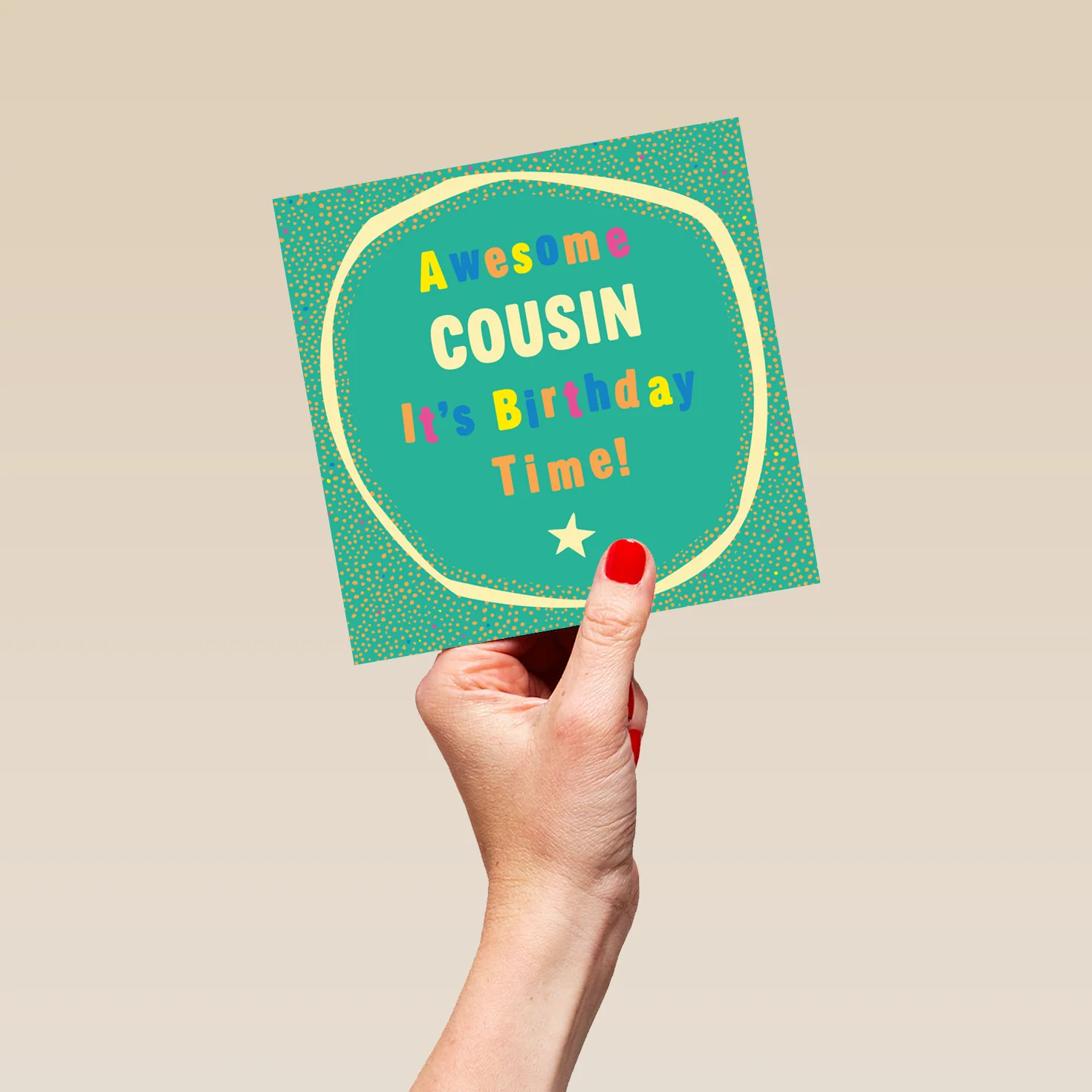 Personalised & Editable Rainbow Text Cousin Birthday Card - Image 5