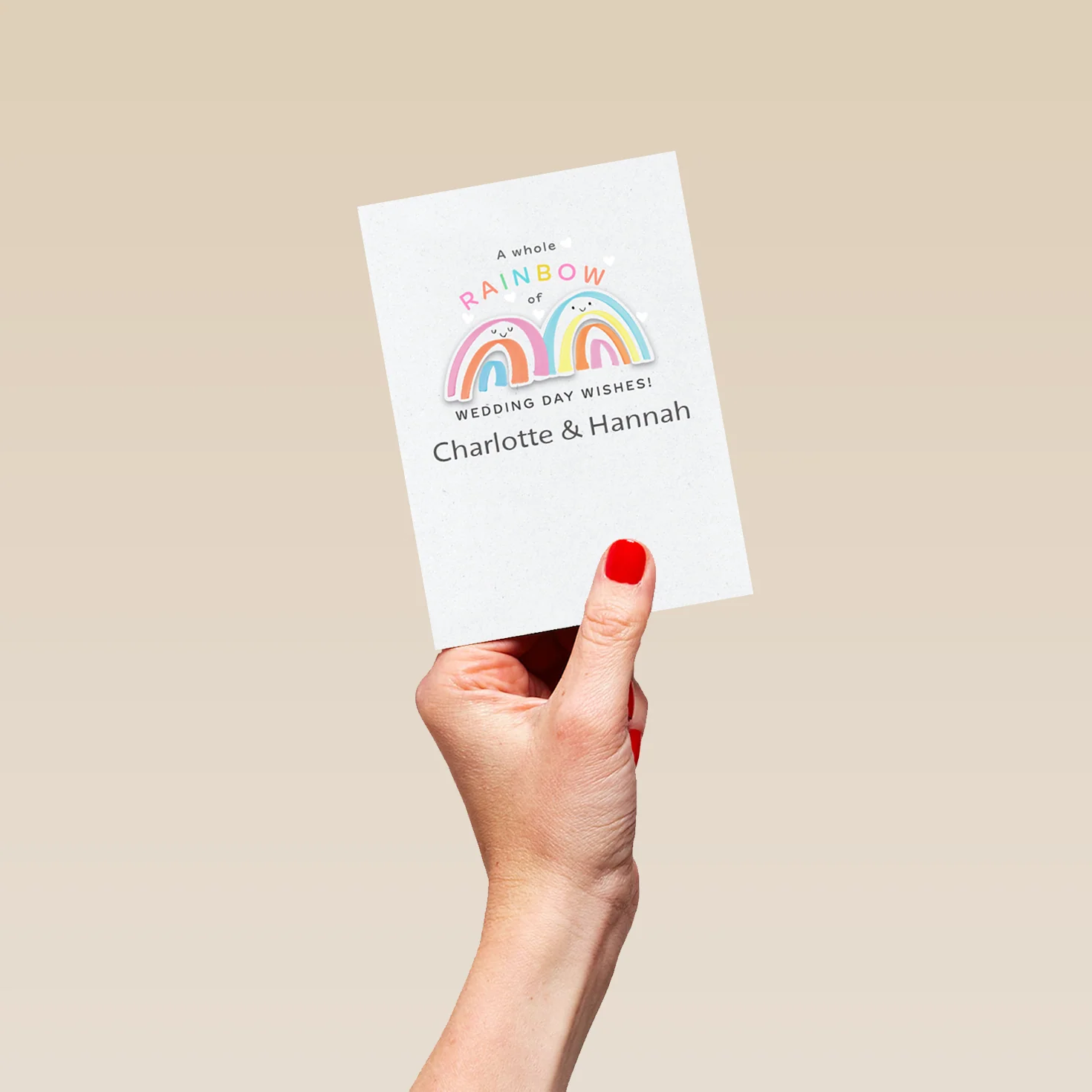 Personalised Editable Rainbow Wedding Congratulations Card - Image 4