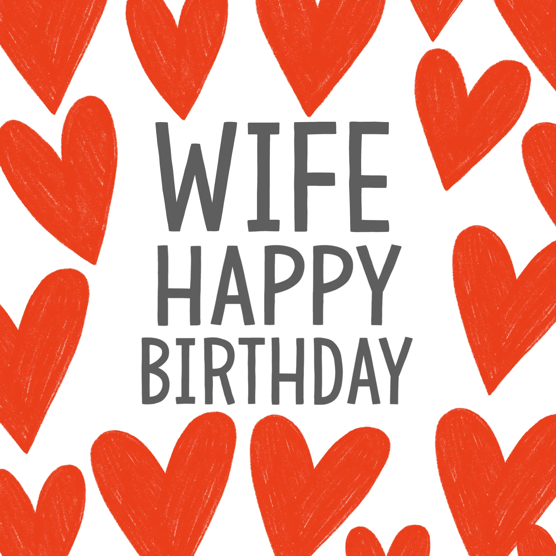 Personalised & Editable Red Hearts Birthday Card for Wife