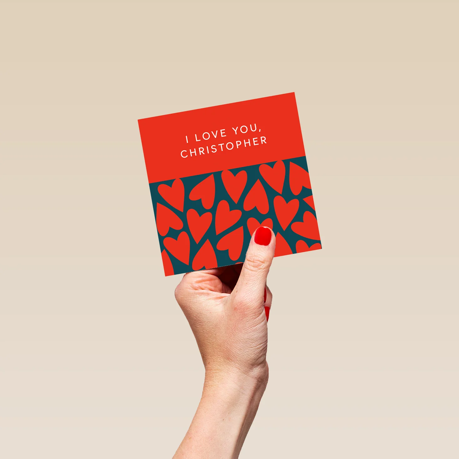 Personalised & Editable Red Hearts Greeting Card for Him - Image 4