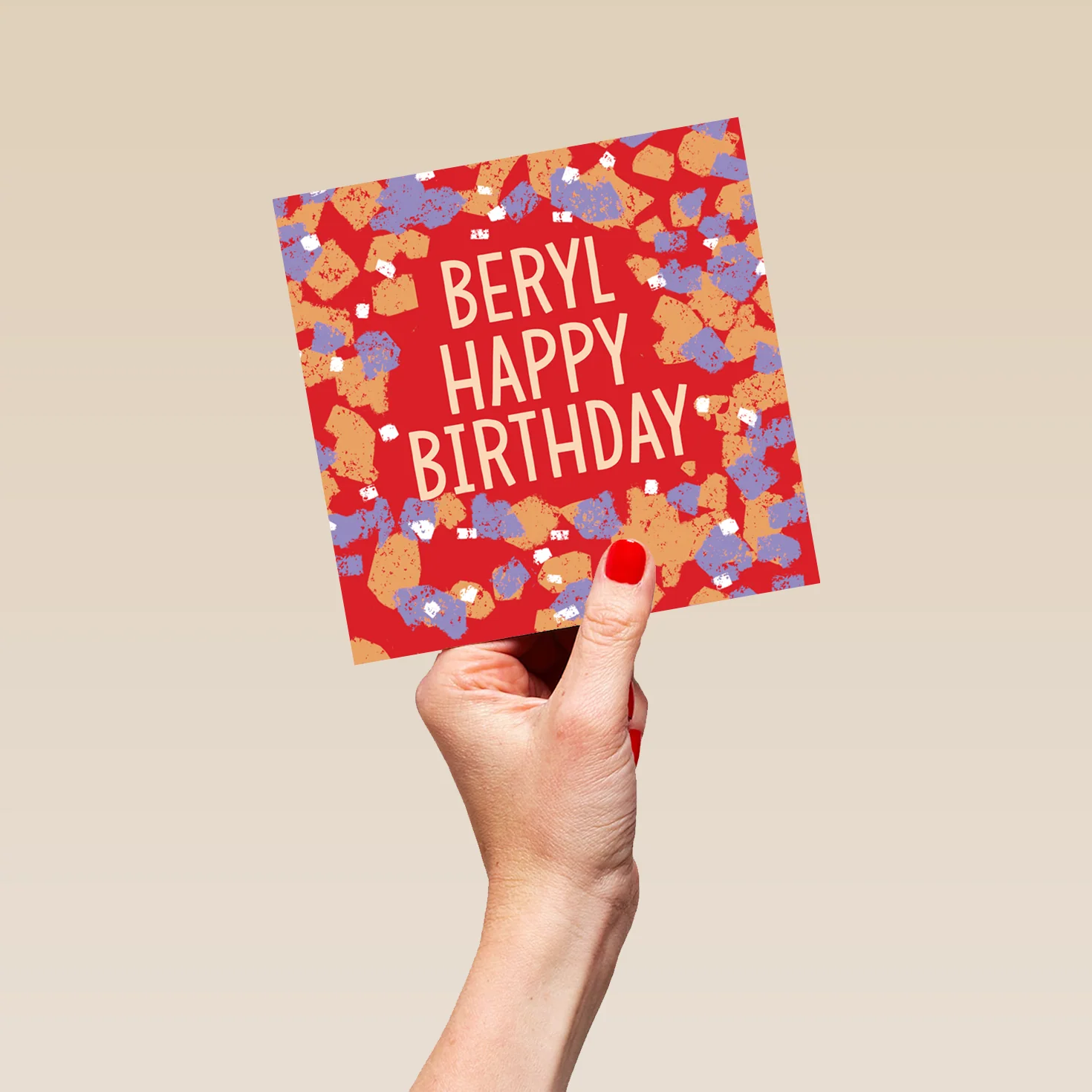 Personalised & Editable Red Shapes Birthday Card - Image 5