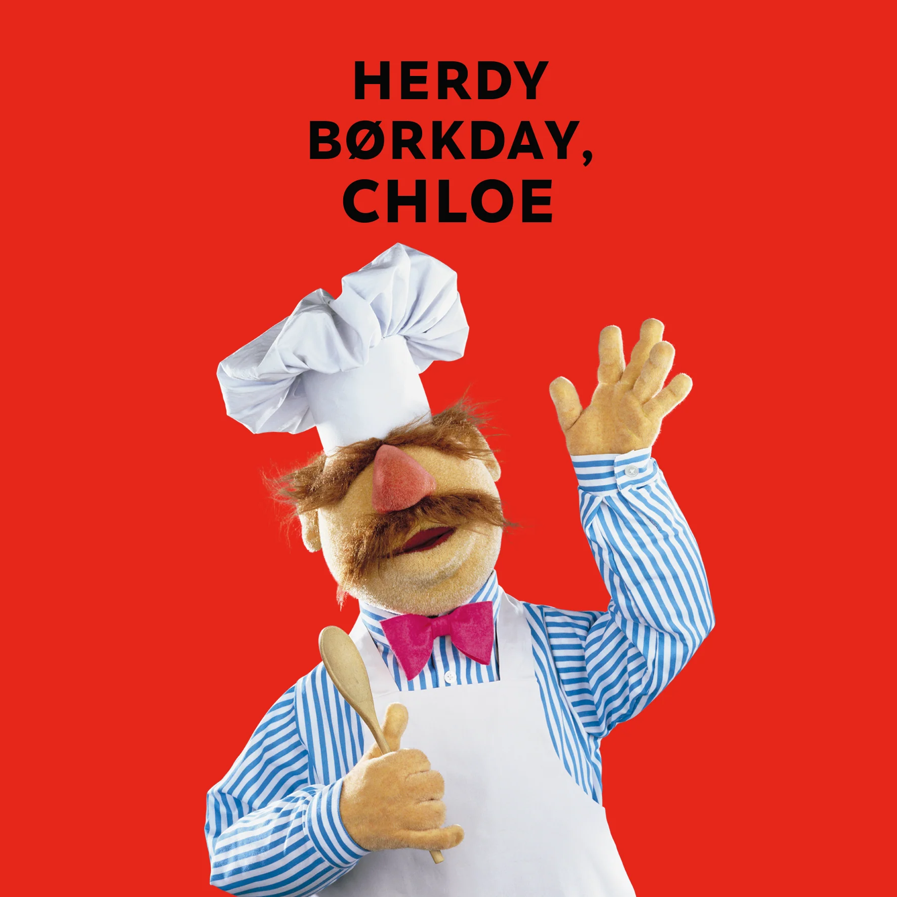 Personalised Editable Red The Swedish Chef Birthday Card