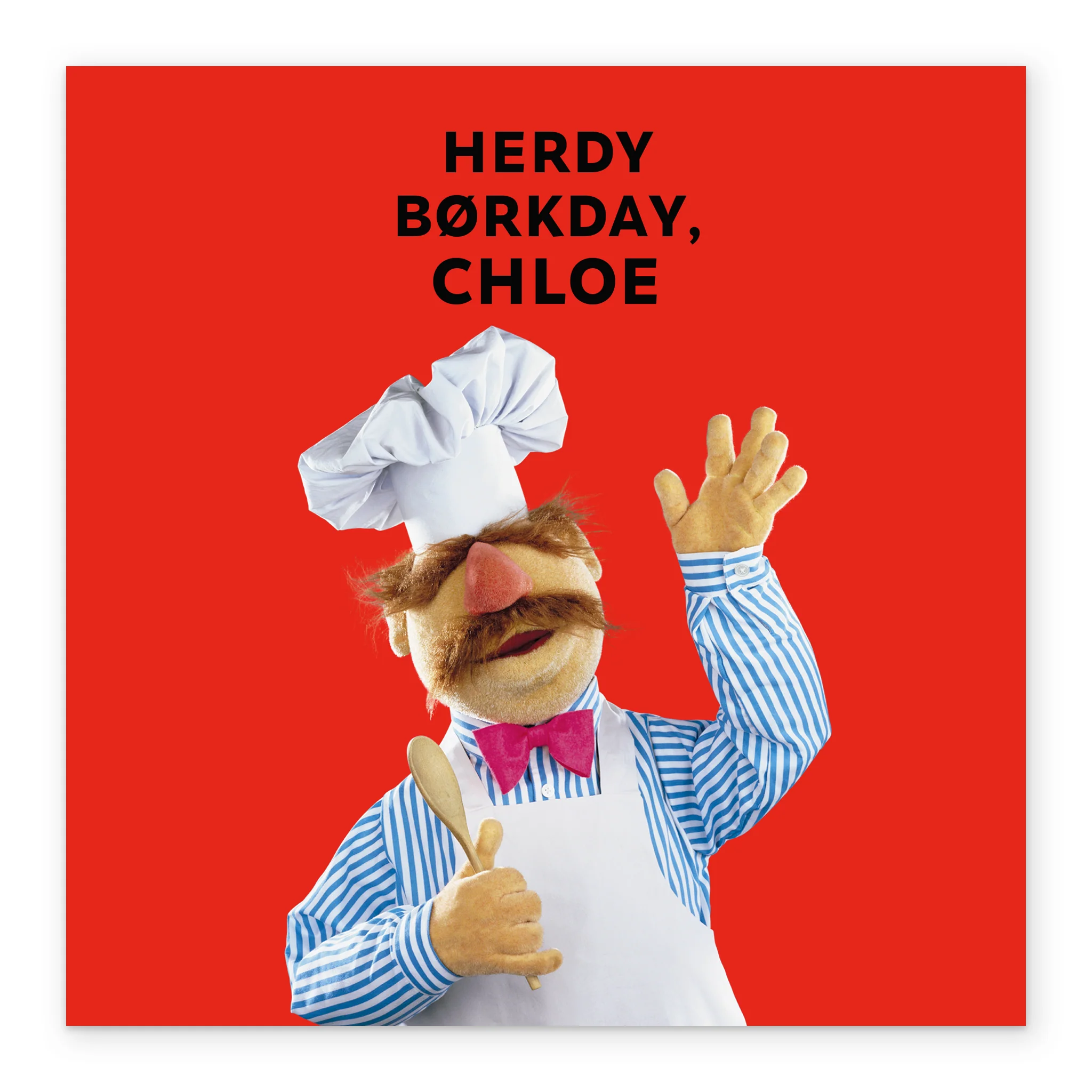 Personalised Editable Red The Swedish Chef Birthday Card - Image 2