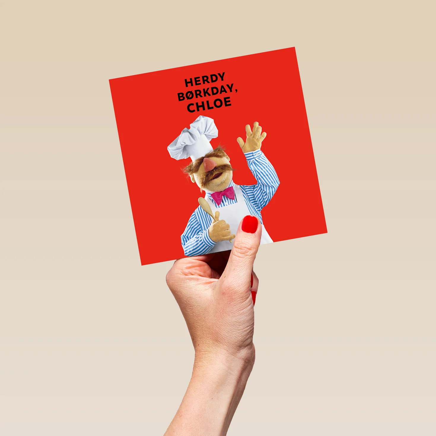 Personalised Editable Red The Swedish Chef Birthday Card - Image 5
