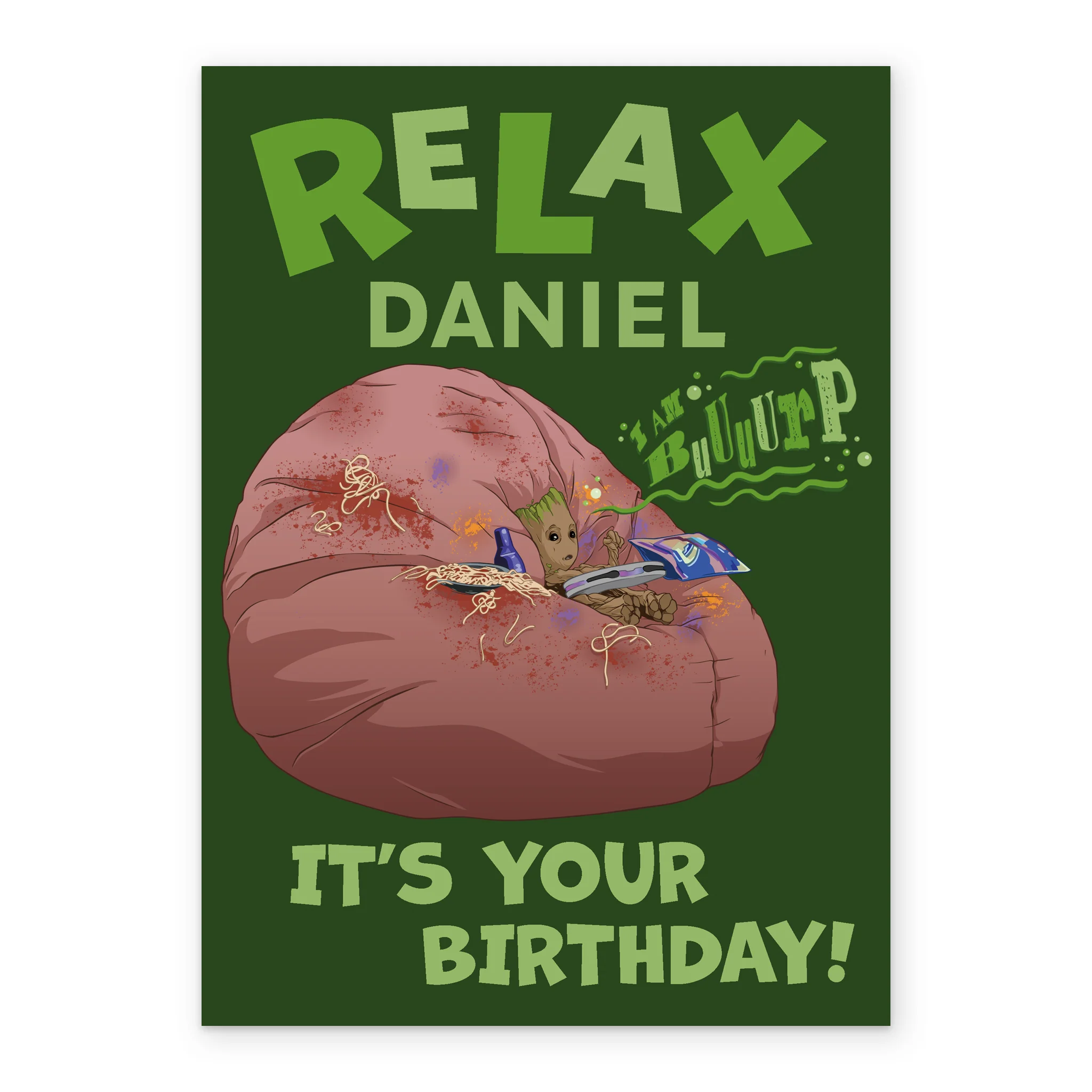 Personalised & Editable Relaxed Groot Birthday Card - Image 2