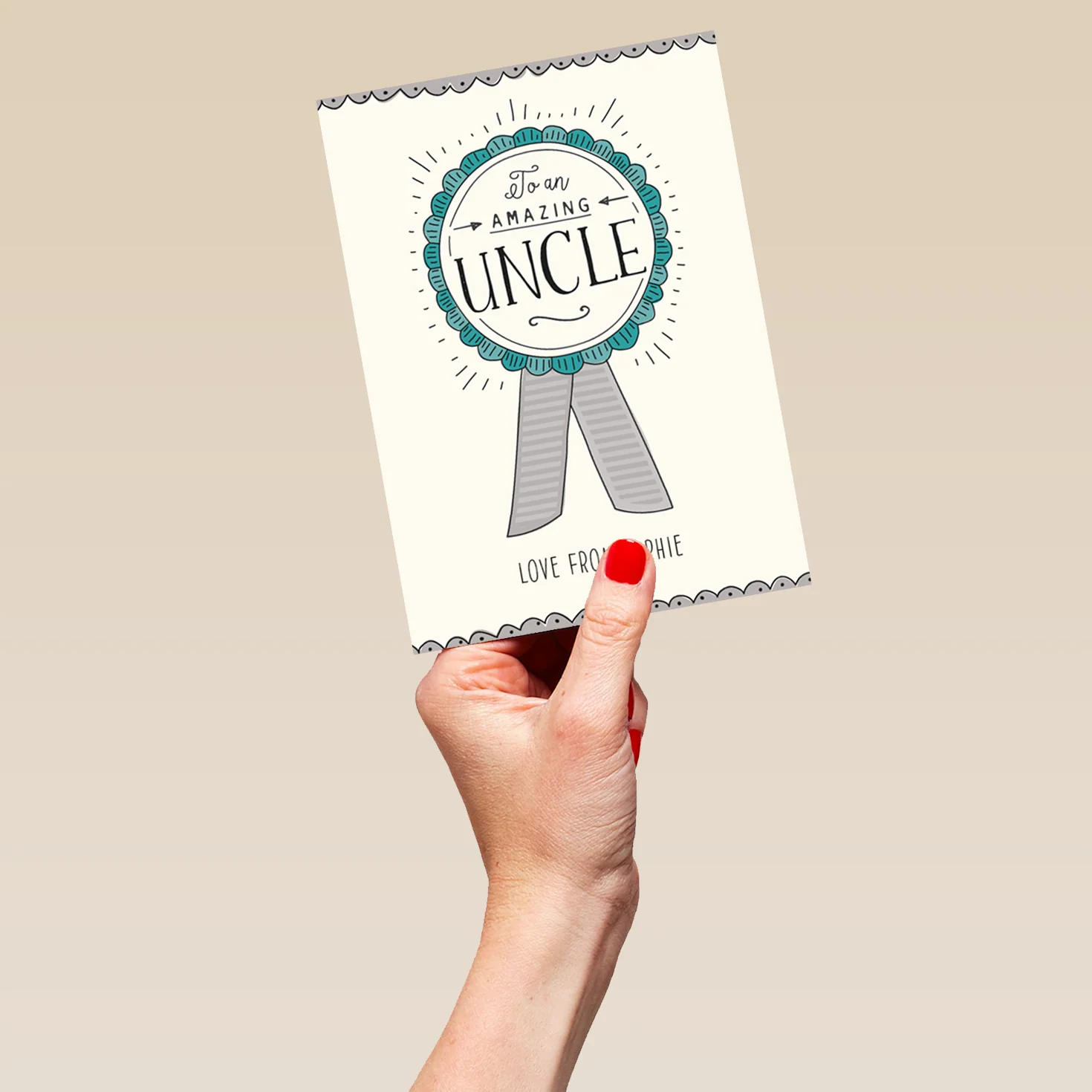 Personalised Editable Rosette Birthday Card For Uncle - Image 5