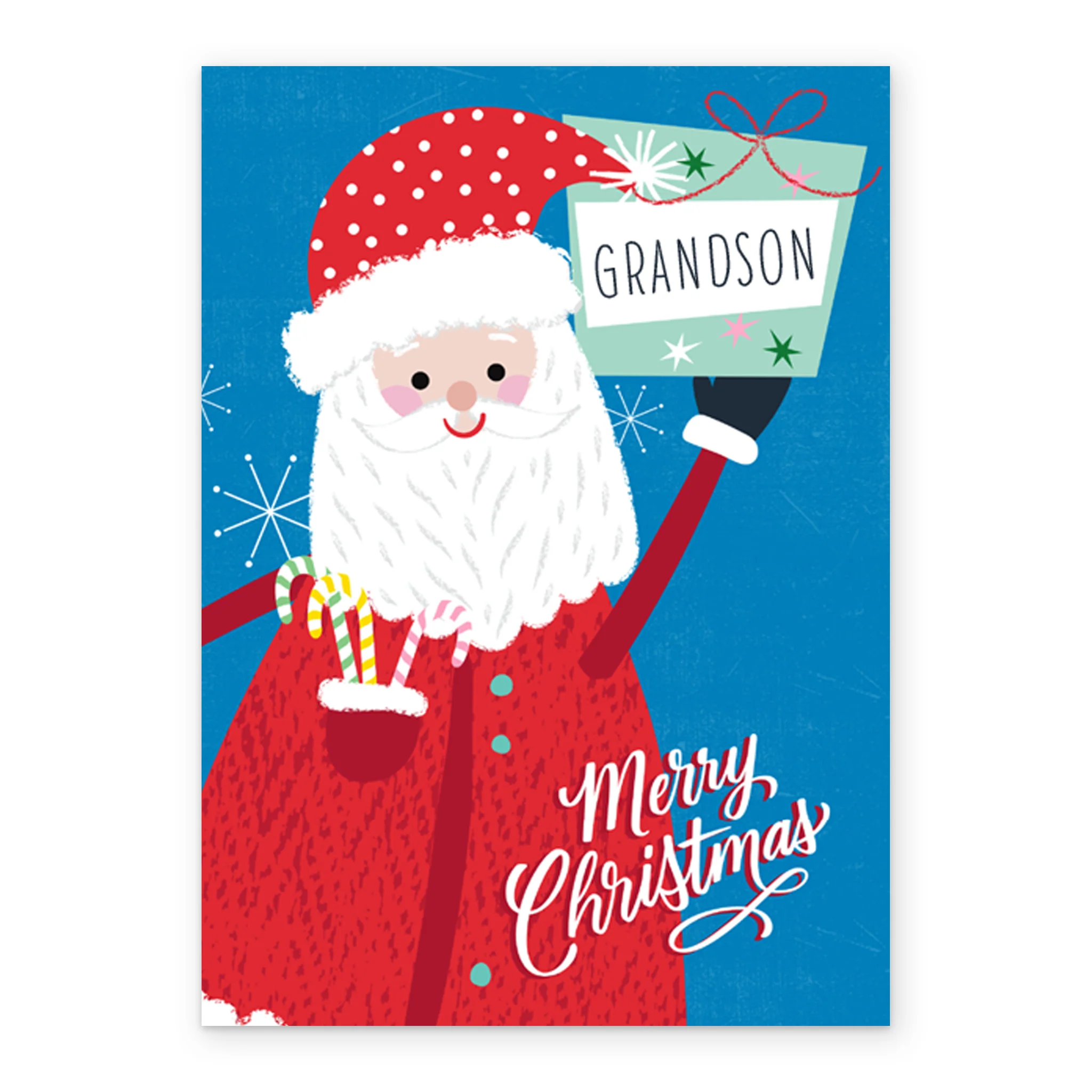 Personalised & Editable Santa & Gift Christmas Card for Grandson - Image 2