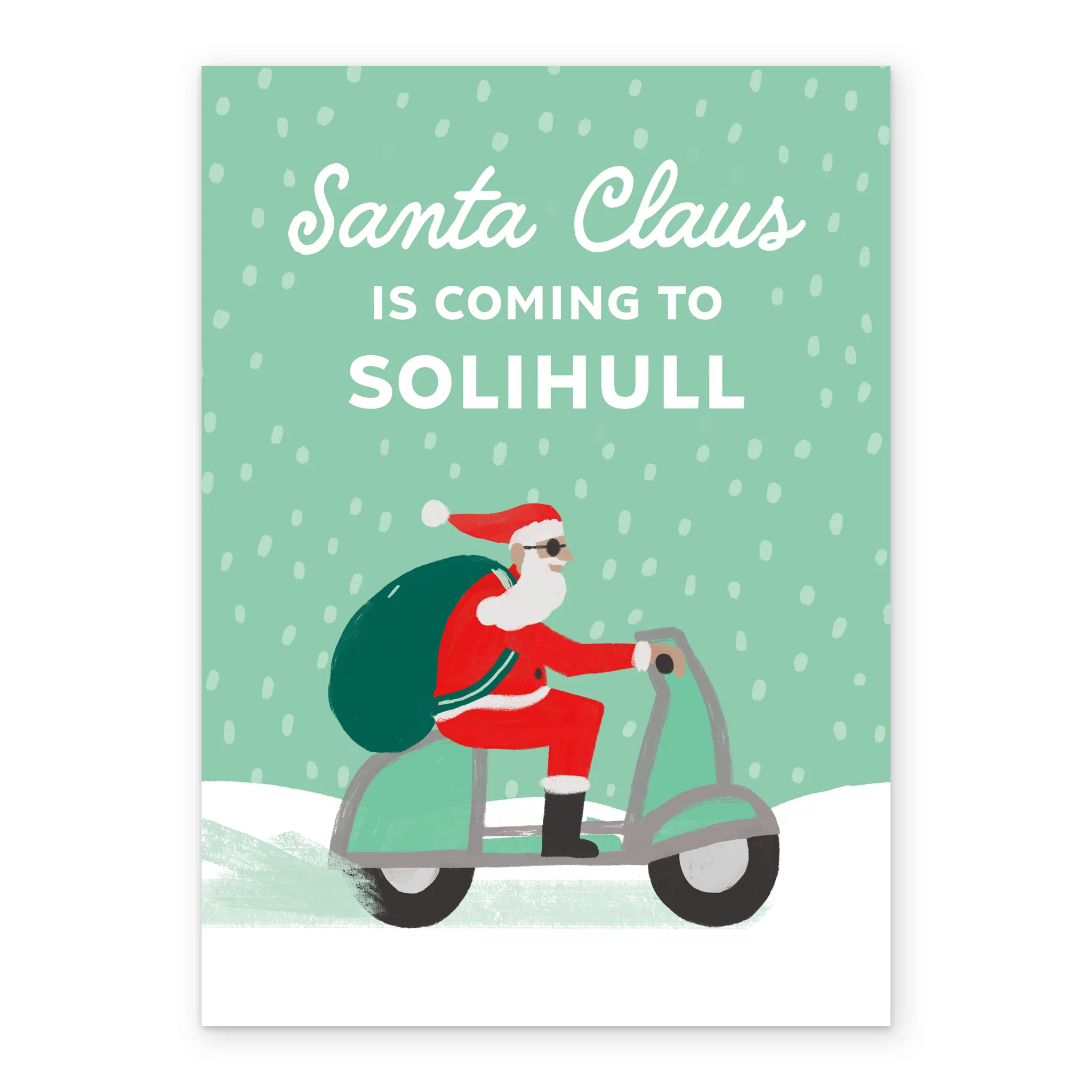 Personalised Editable Santa on Moped Christmas Card - Image 2