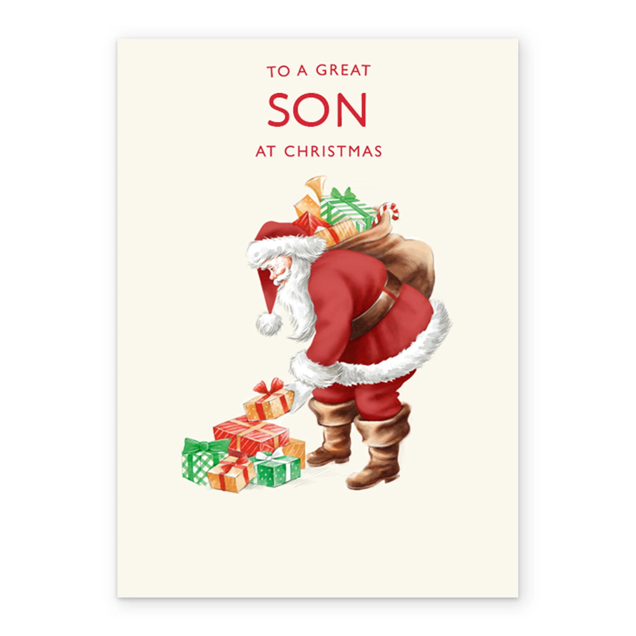 Personalised & Editable Santa & Sack Christmas Card for Great Son - Image 2