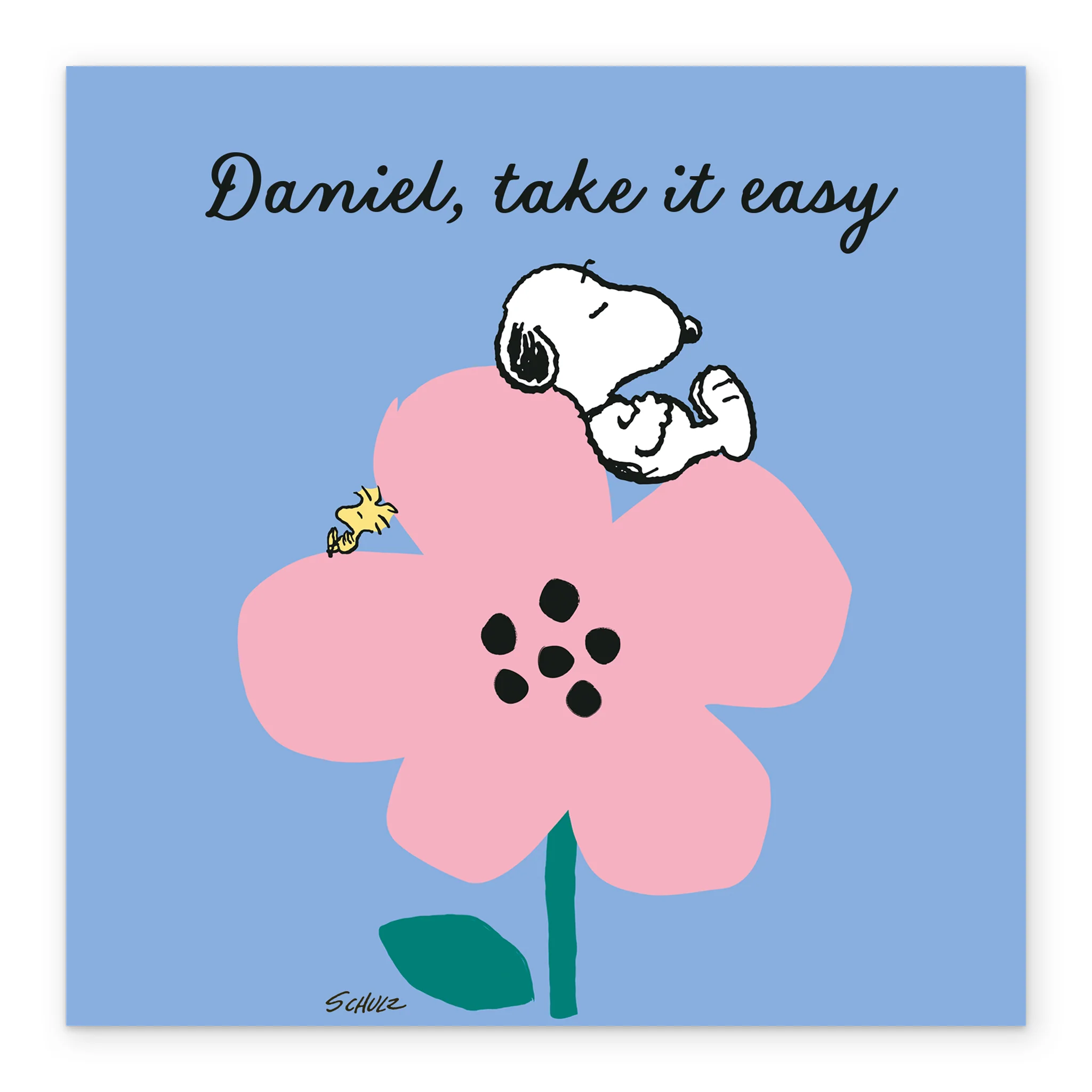 Personalised & Editable SNOOPY Pink Flower Thinking Of You Card - Image 2