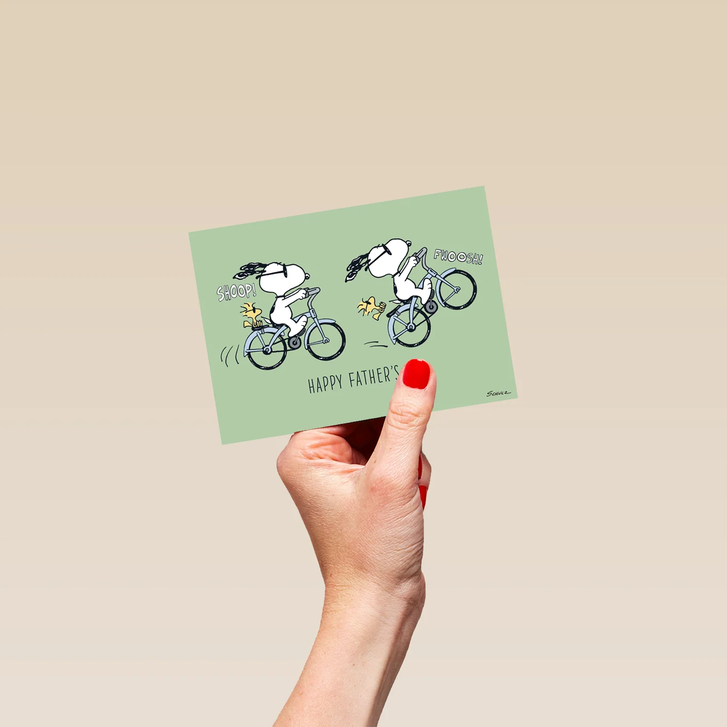 Personalised & Editable SNOOPY & WOODSTOCK Bicycle Father's Day Card - Image 4