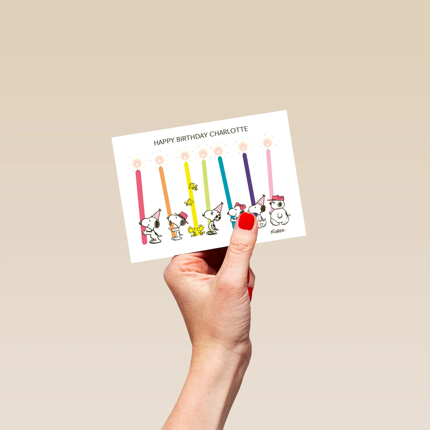 Personalised Editable SNOOPY & WOODSTOCK Candles Birthday Card - Image 4