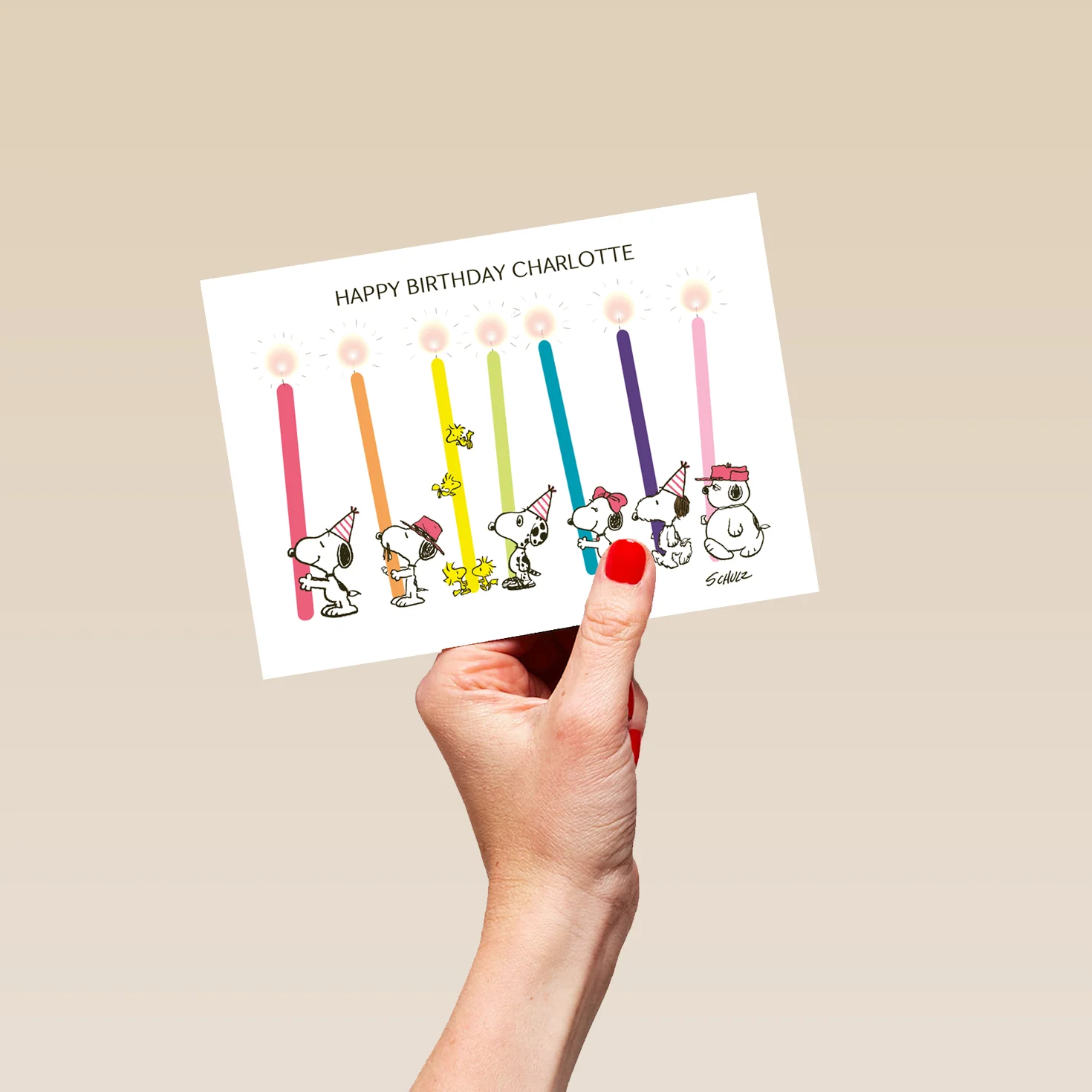 Personalised Editable SNOOPY & WOODSTOCK Candles Birthday Card - Image 5
