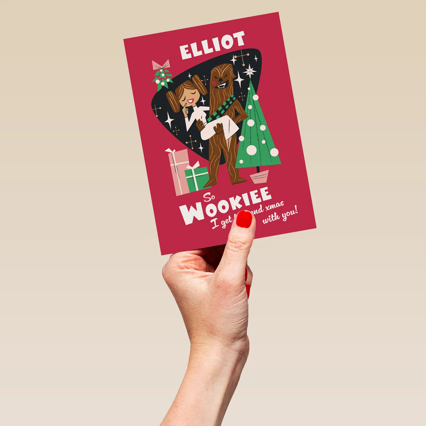 Personalised Editable Star Wars™ Chewbacca & Princess Leia Christmas Card - Image 5