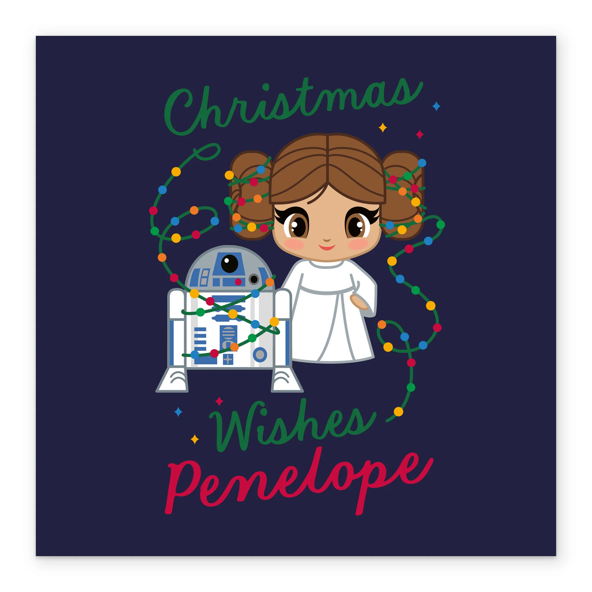Personalised Editable Star Wars™ Leia & R2-D2 Christmas Card - Image 2