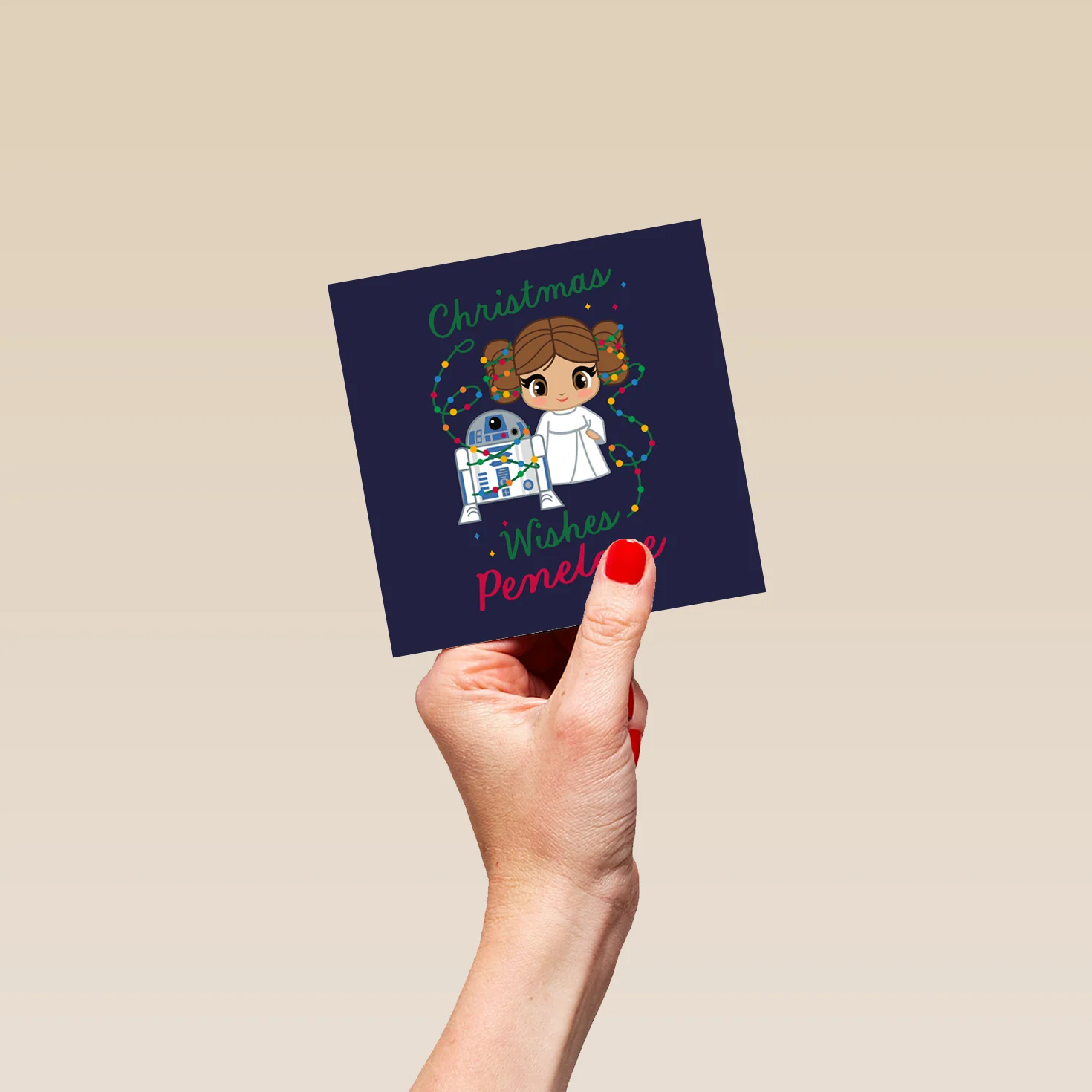 Personalised Editable Star Wars™ Leia & R2-D2 Christmas Card - Image 4
