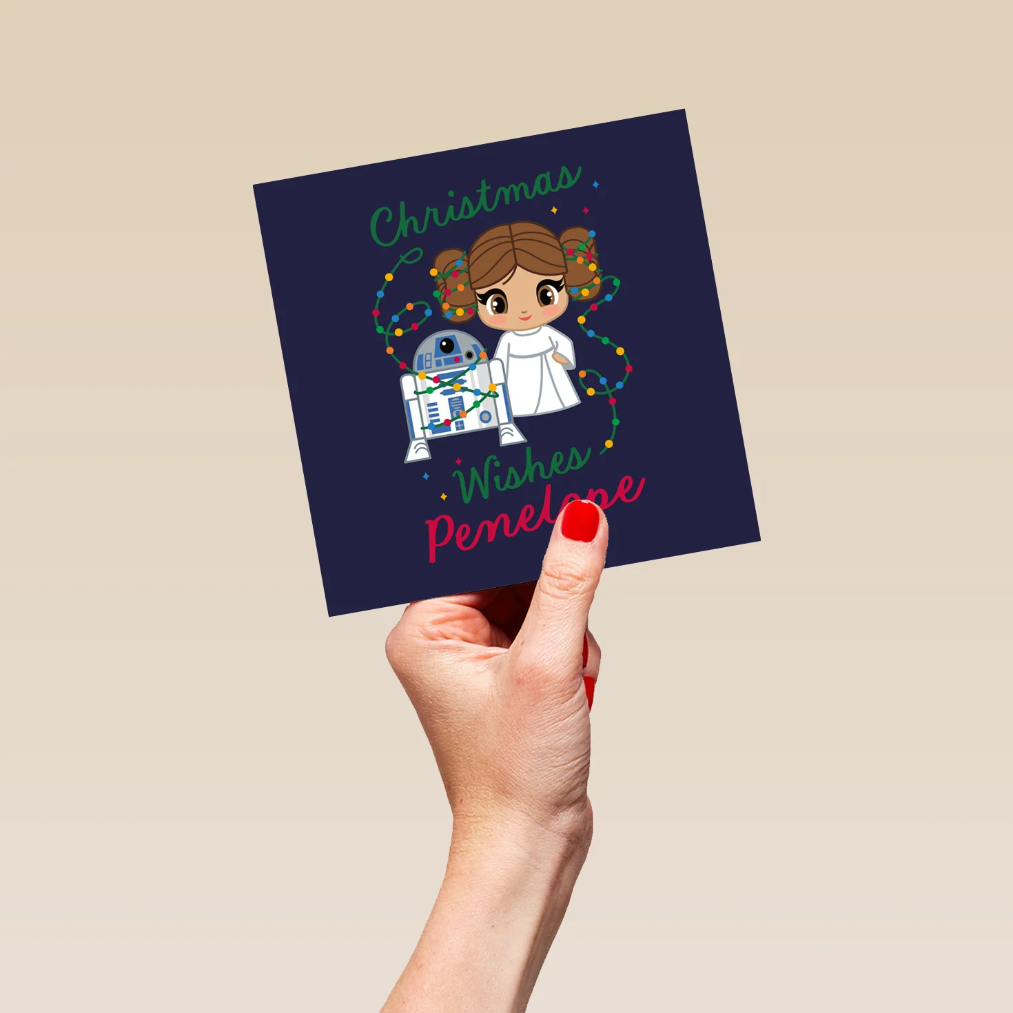 Personalised Editable Star Wars™ Leia & R2-D2 Christmas Card - Image 5