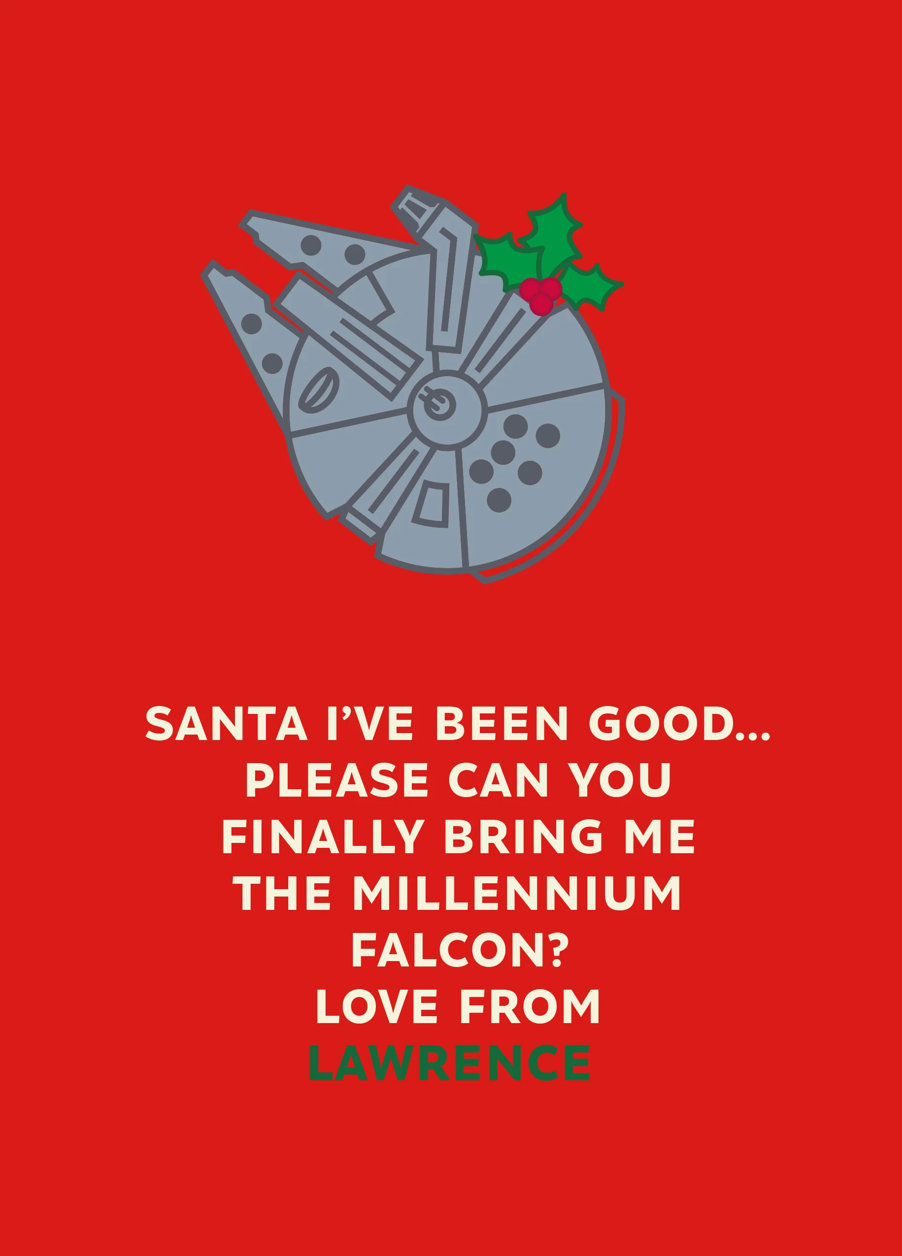 Personalised Editable Star Wars™ The Millennium Falcon Christmas Card