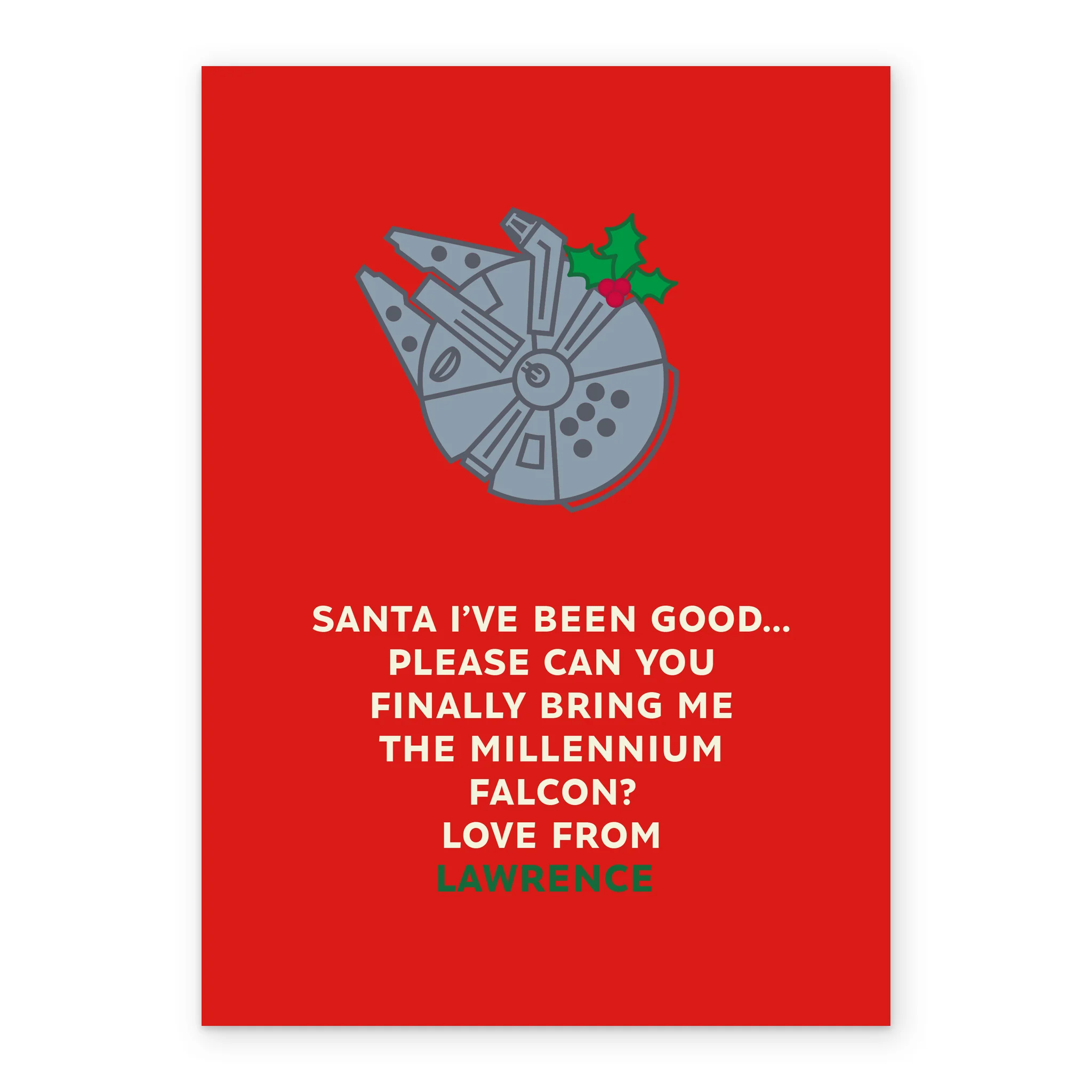 Personalised Editable Star Wars™ The Millennium Falcon Christmas Card - Image 2