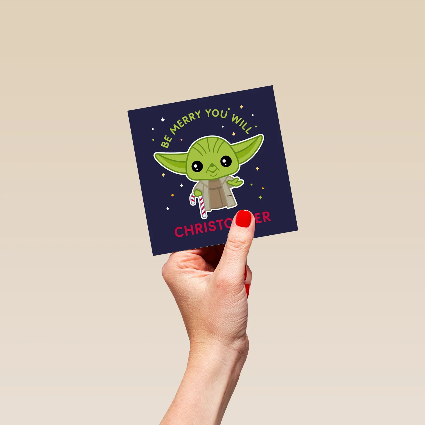 Personalised Editable Star Wars™ Yoda Christmas Card - Image 4
