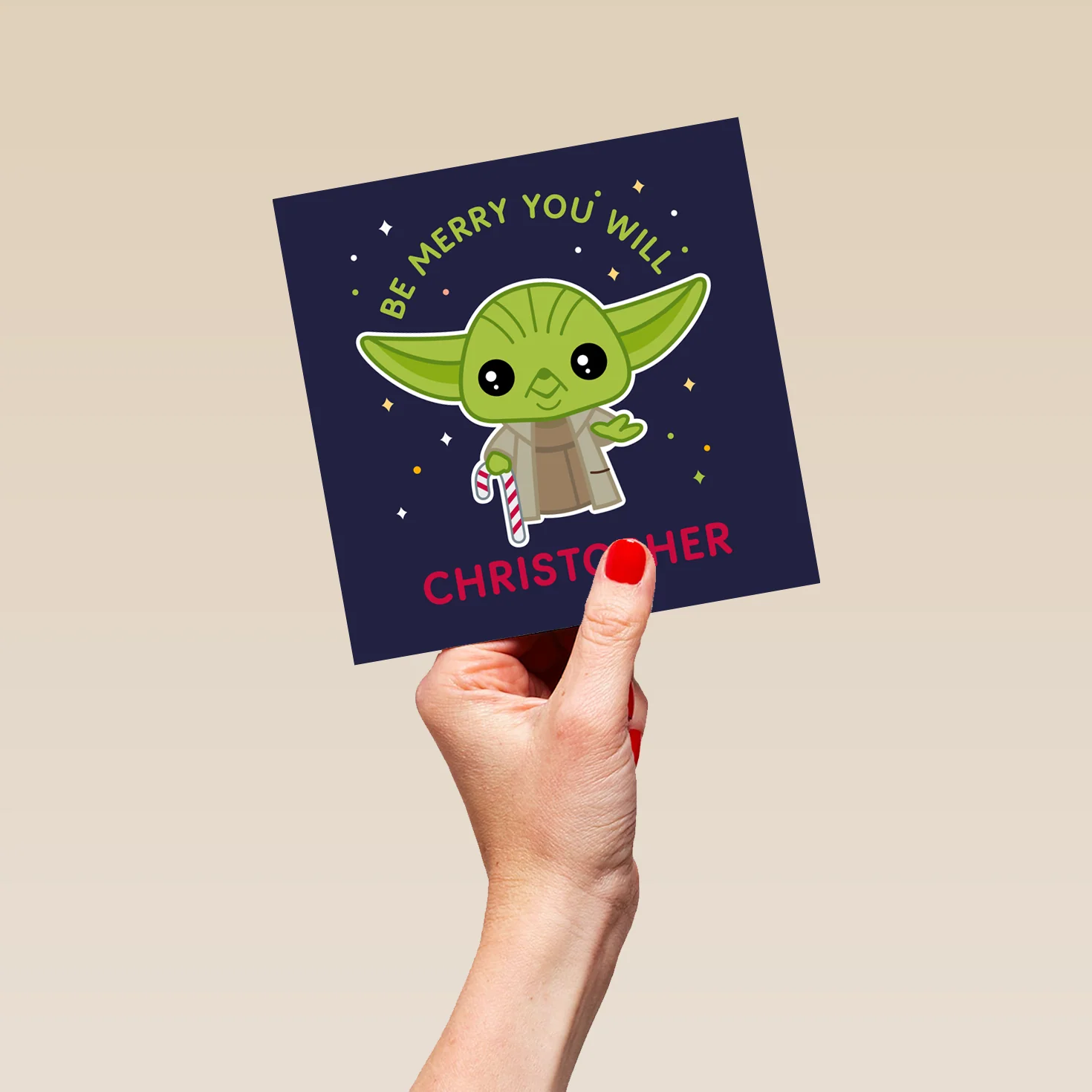 Personalised Editable Star Wars™ Yoda Christmas Card - Image 5