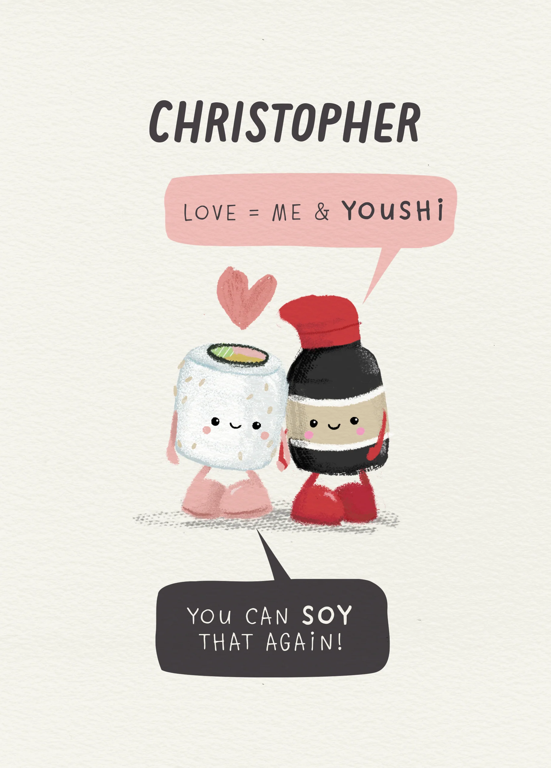 Personalised & Editable Sushi & Soy Sauce Greeting Card