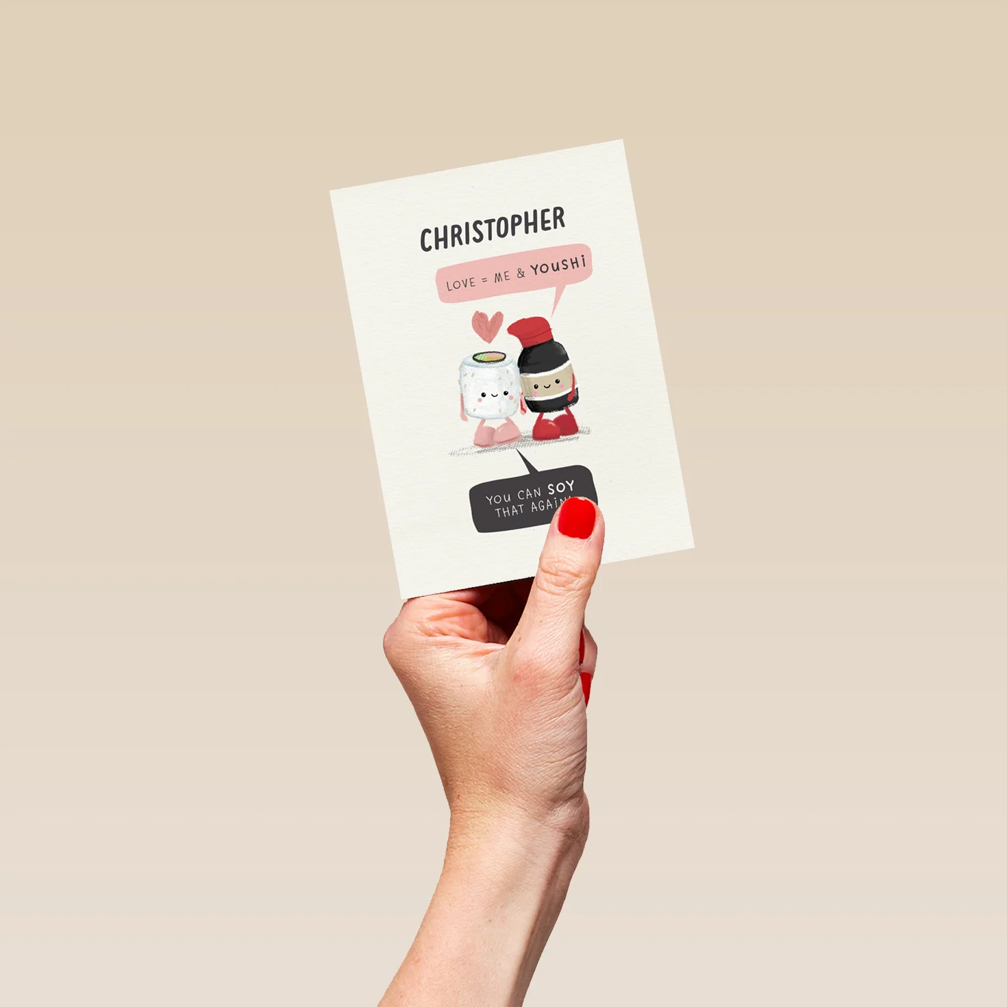 Personalised & Editable Sushi & Soy Sauce Greeting Card - Image 4