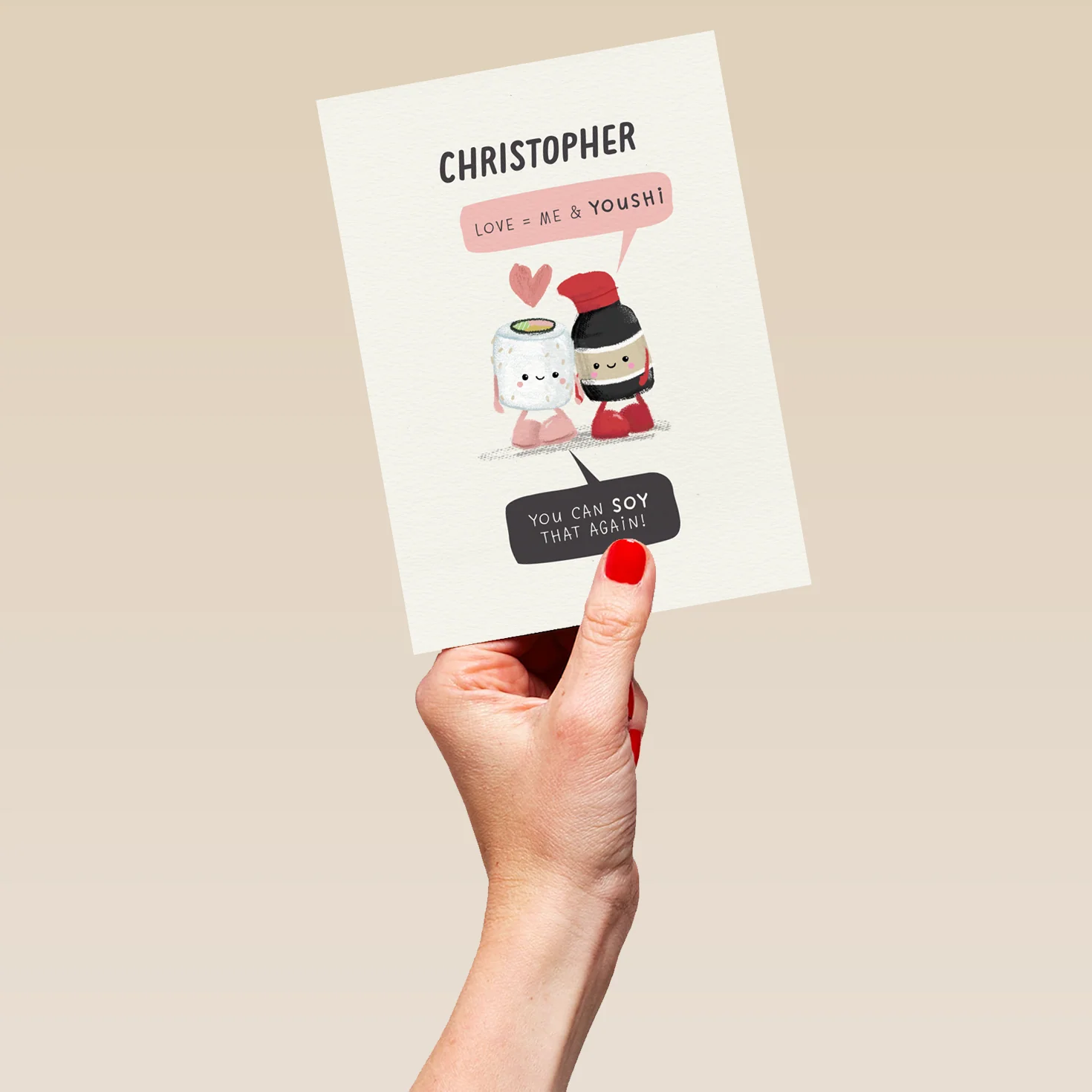 Personalised & Editable Sushi & Soy Sauce Greeting Card - Image 5
